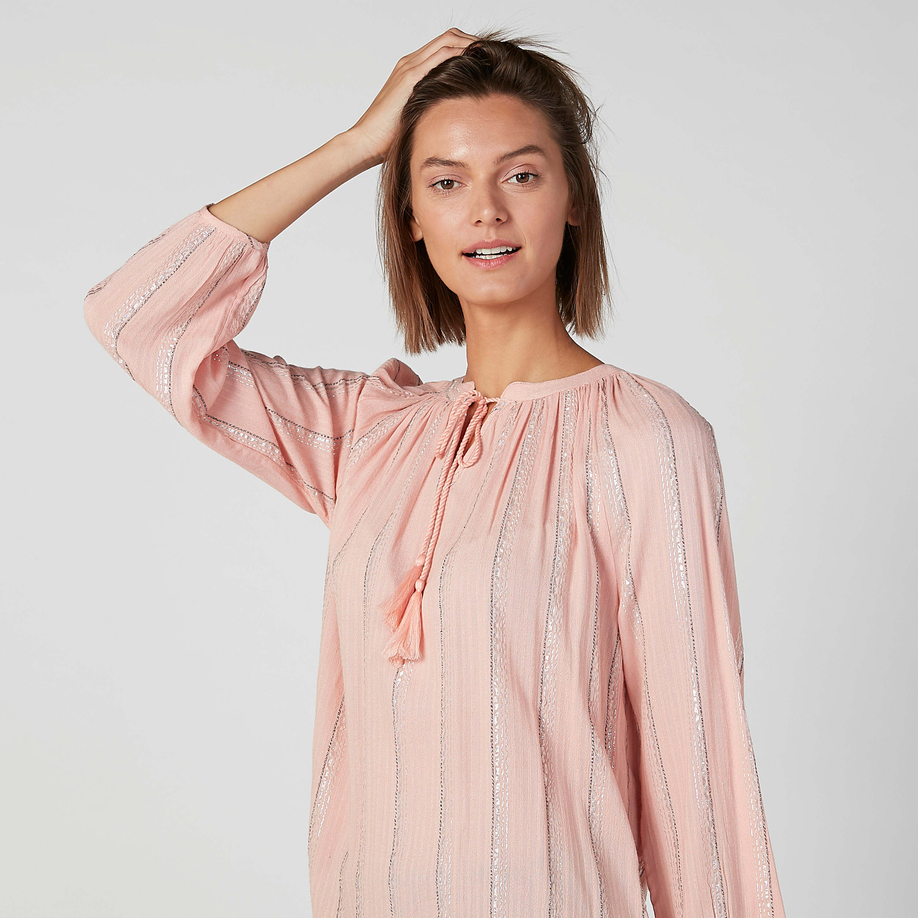 بلوزة بارزة الملمس بأكمام طويلة وأربطة-women-clothing-shirtsandblouses-blouses-image-6
