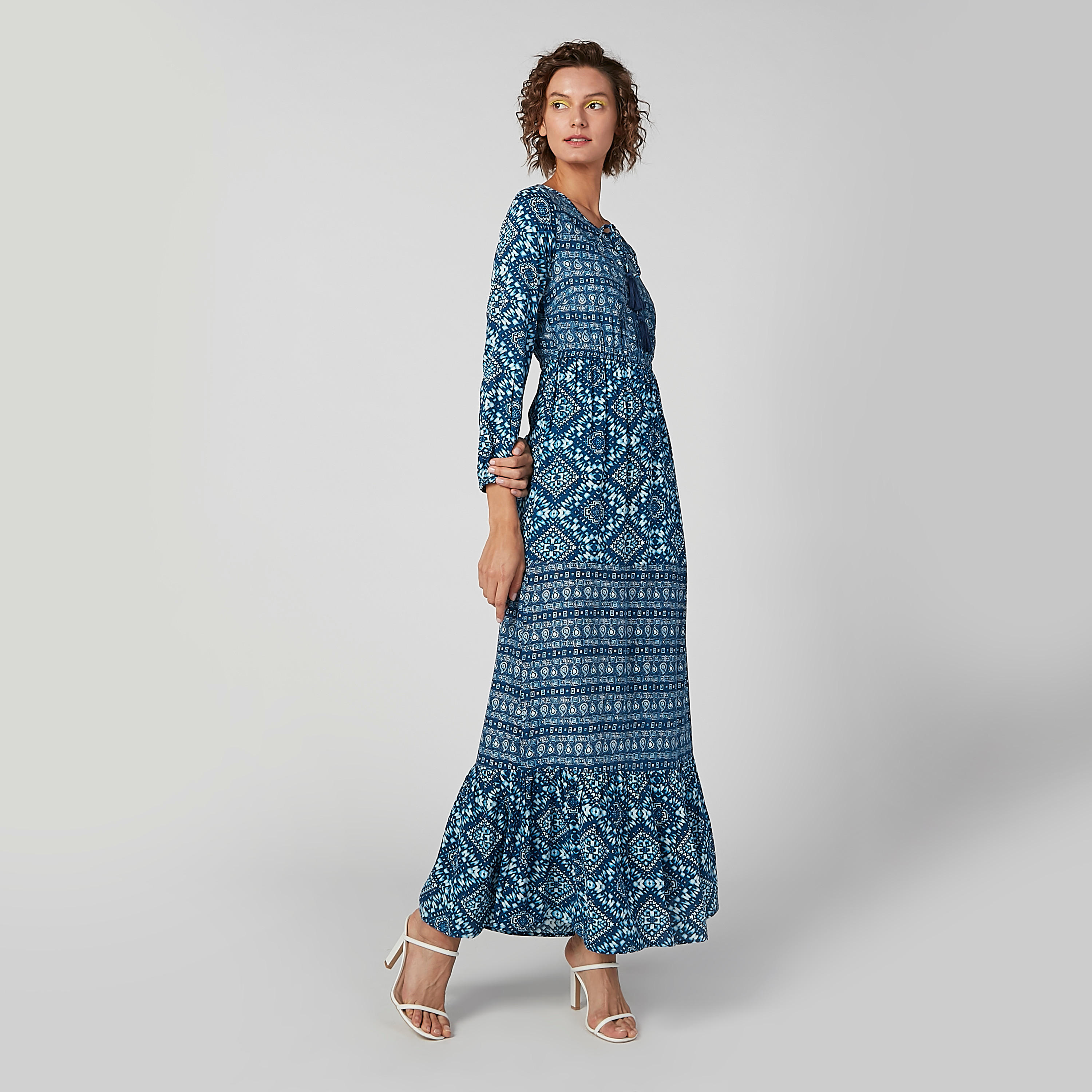 فستان مستدام طويل بأكمام طويلة وأربطة وطبعات-women-clothing-dresses-image-1