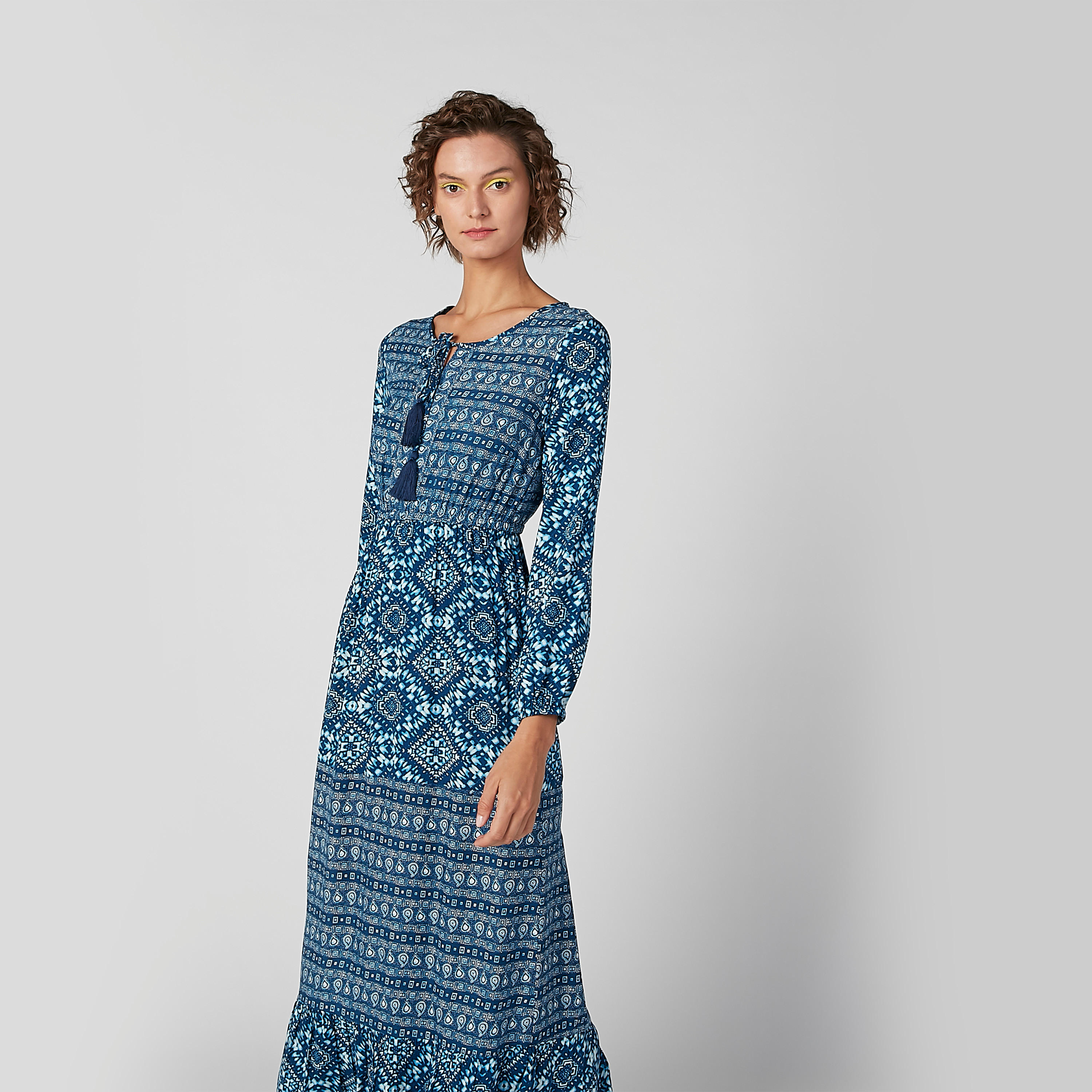 فستان مستدام طويل بأكمام طويلة وأربطة وطبعات-women-clothing-dresses-image-2