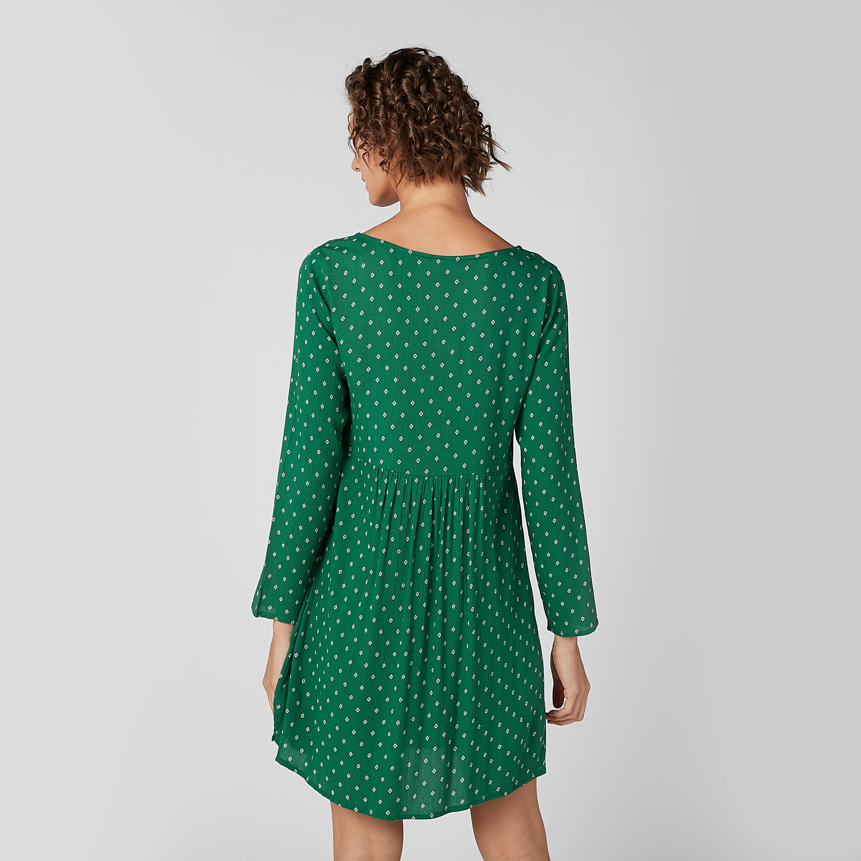 فستان مستدام قصير بياقة عميقة وأكمام طويلة وطبعات-women-clothing-dresses-image-4