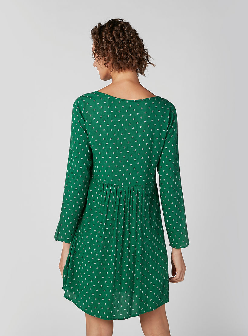 فستان مستدام قصير بياقة عميقة وأكمام طويلة وطبعات-women-clothing-dresses-image-4