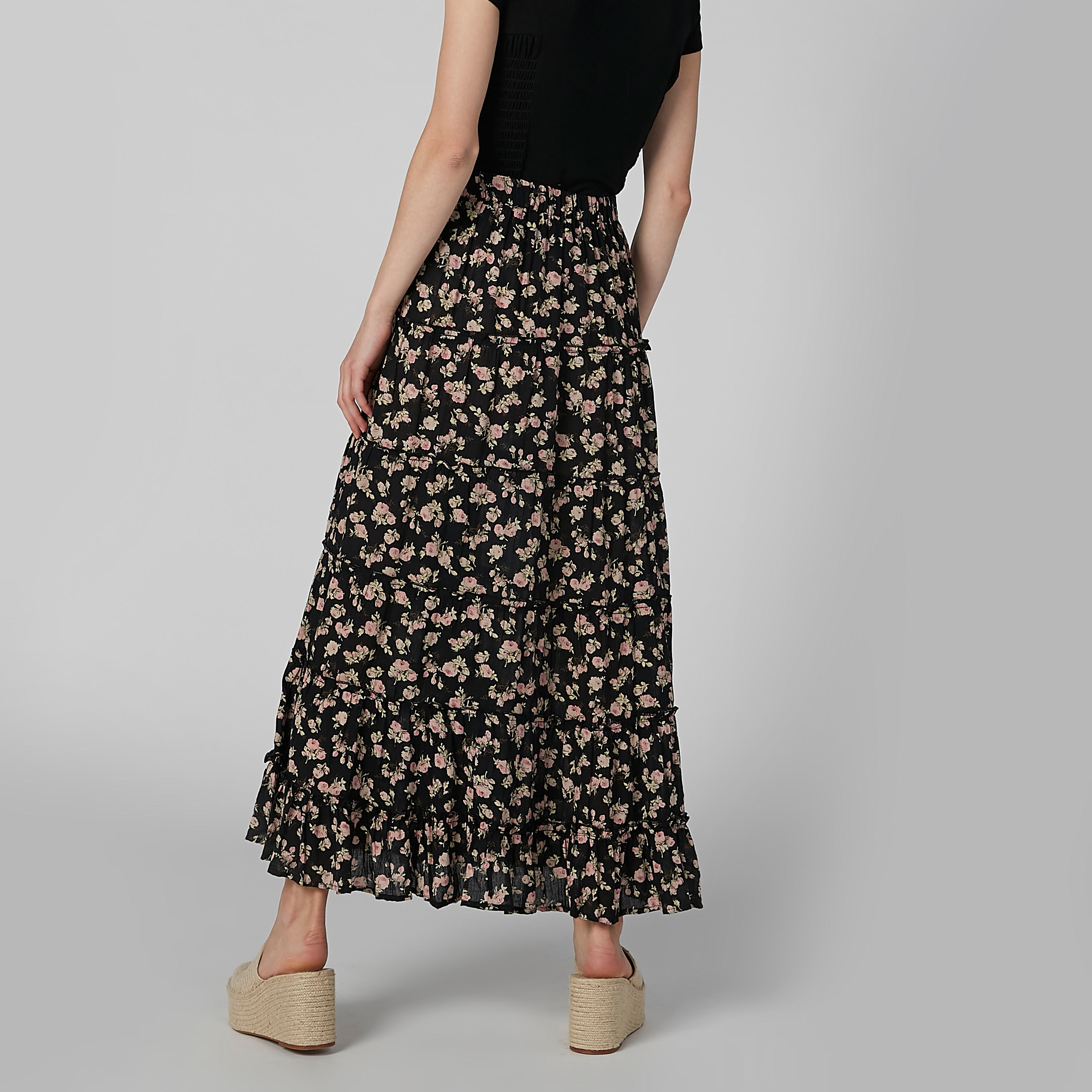 تنورة إيه لاين طويلة بخصر مطّاطي وطبعات زهرية-women-clothing-bottoms-skirts-image-3