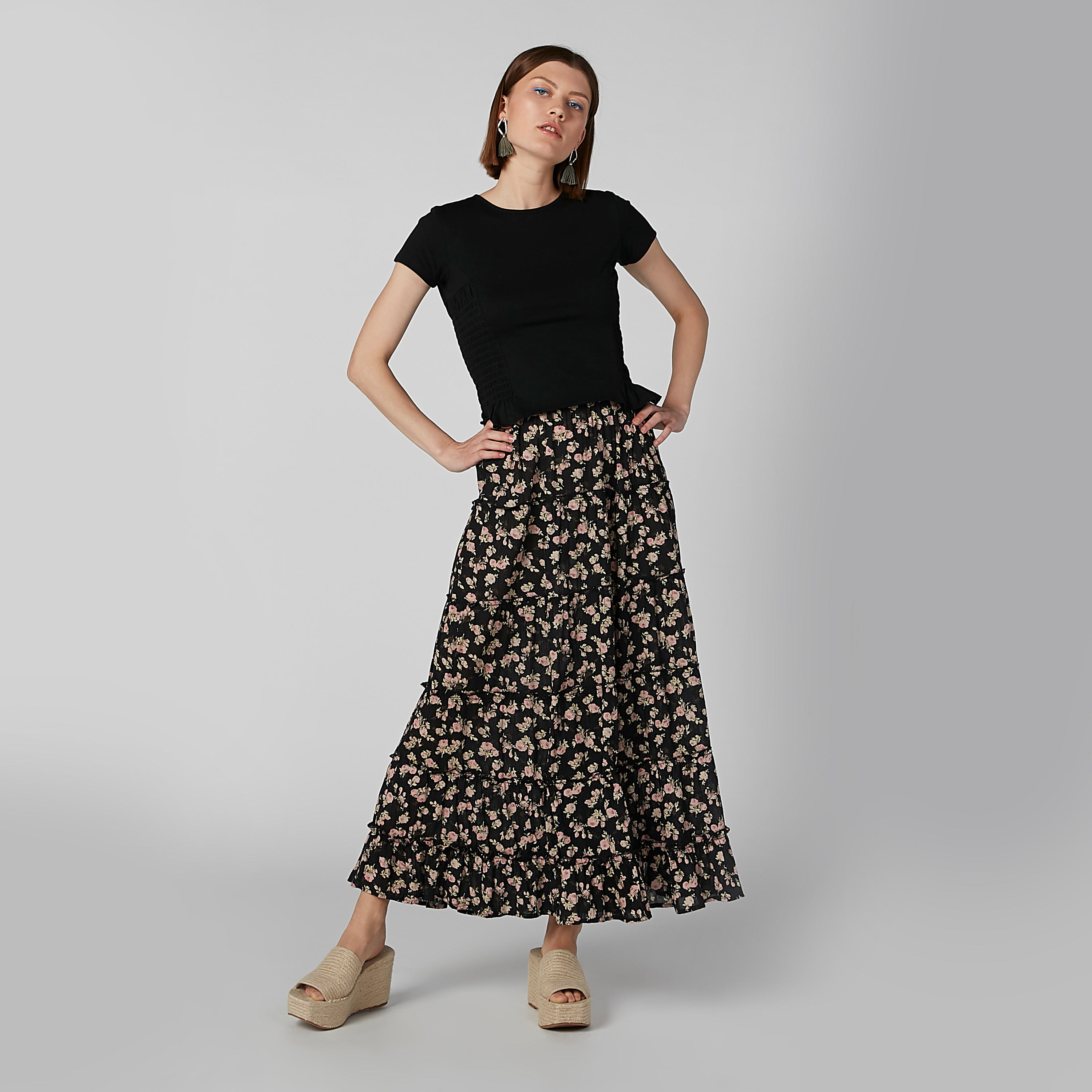 تنورة إيه لاين طويلة بخصر مطّاطي وطبعات زهرية-women-clothing-bottoms-skirts-image-4