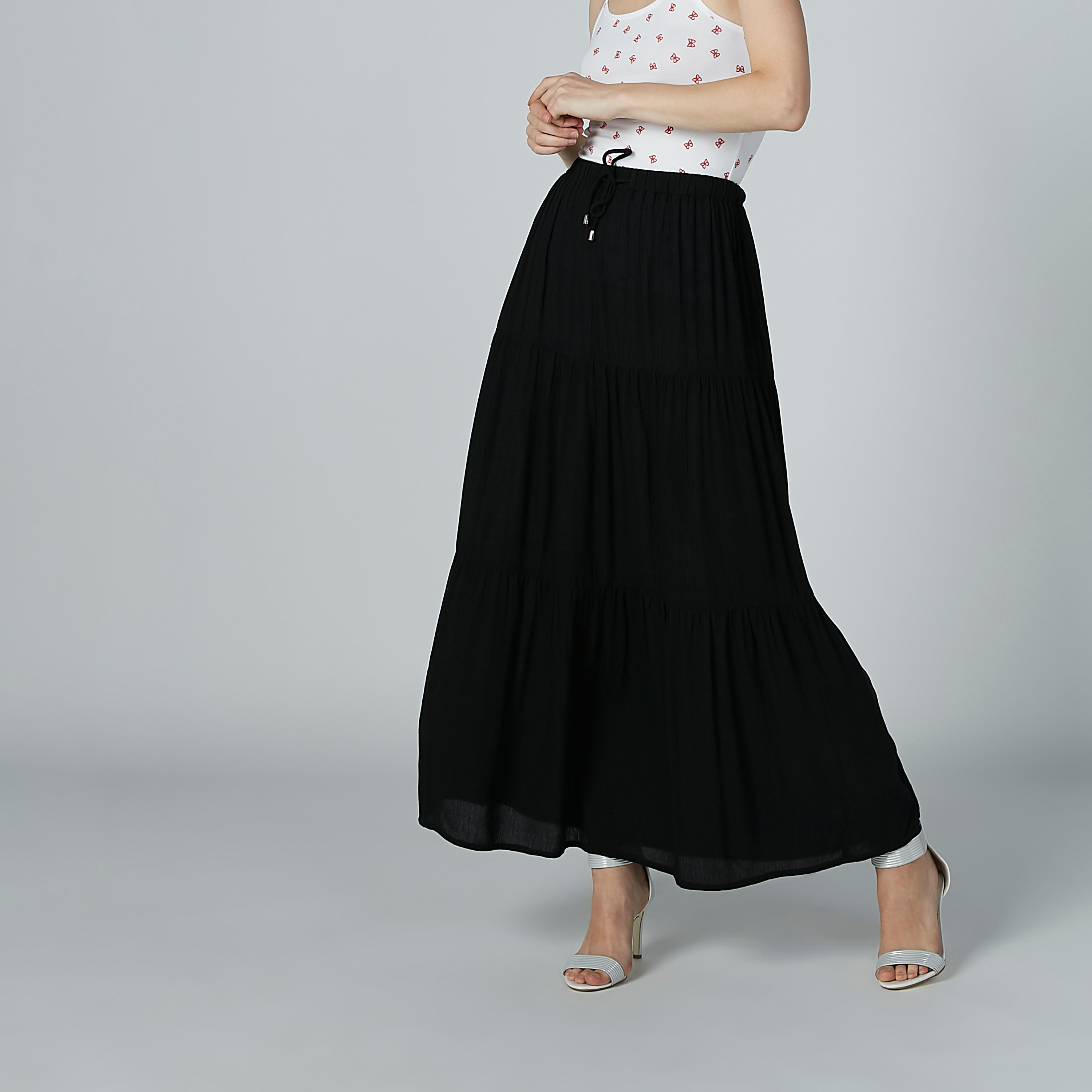 Plain A-Line Maxi Skirt with Elasticised Waistband-women-clothing-bottoms-skirts-image-3