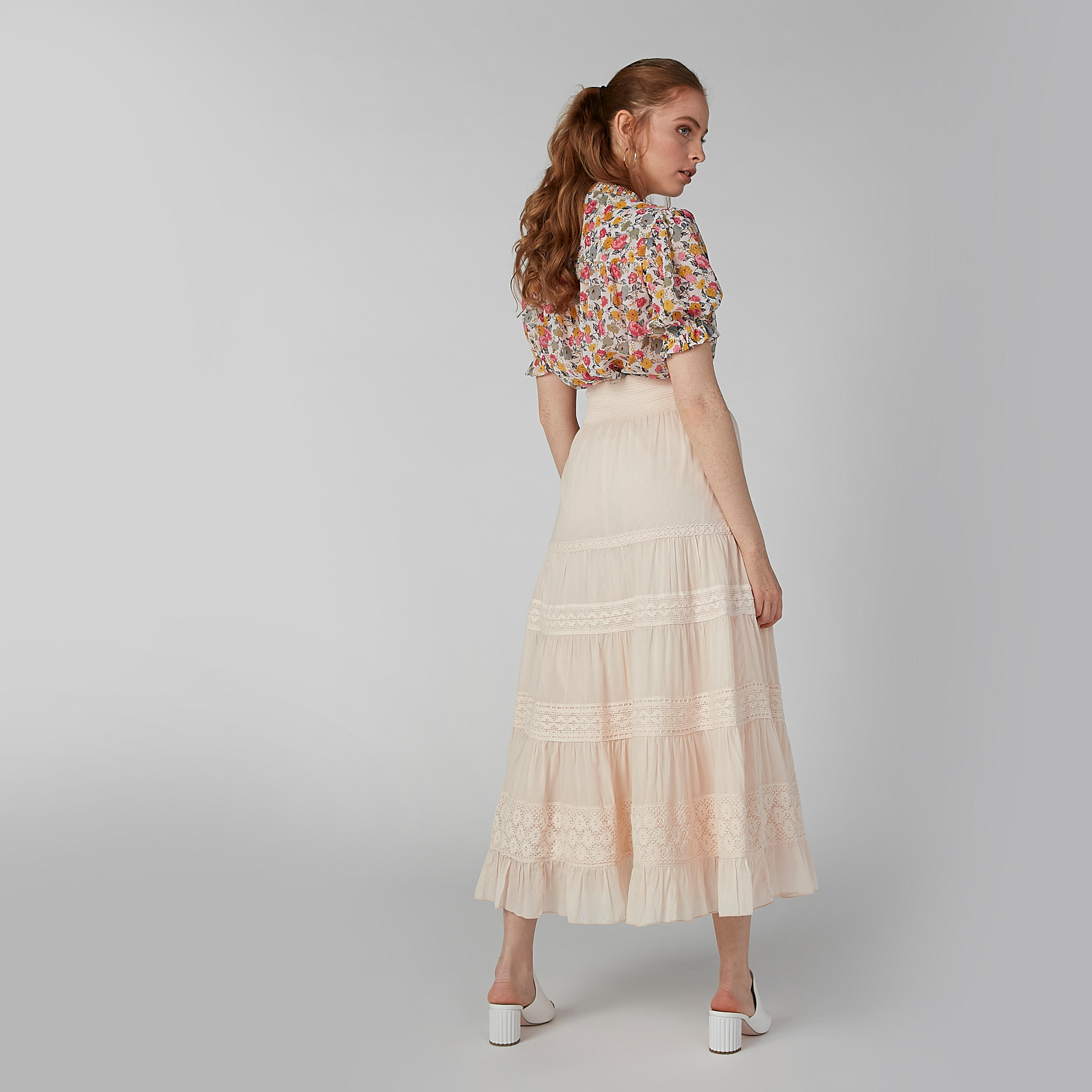تنورة إيه لاين طويلة بارزة الملمس بخصر مطاطي-women-clothing-bottoms-skirts-image-5