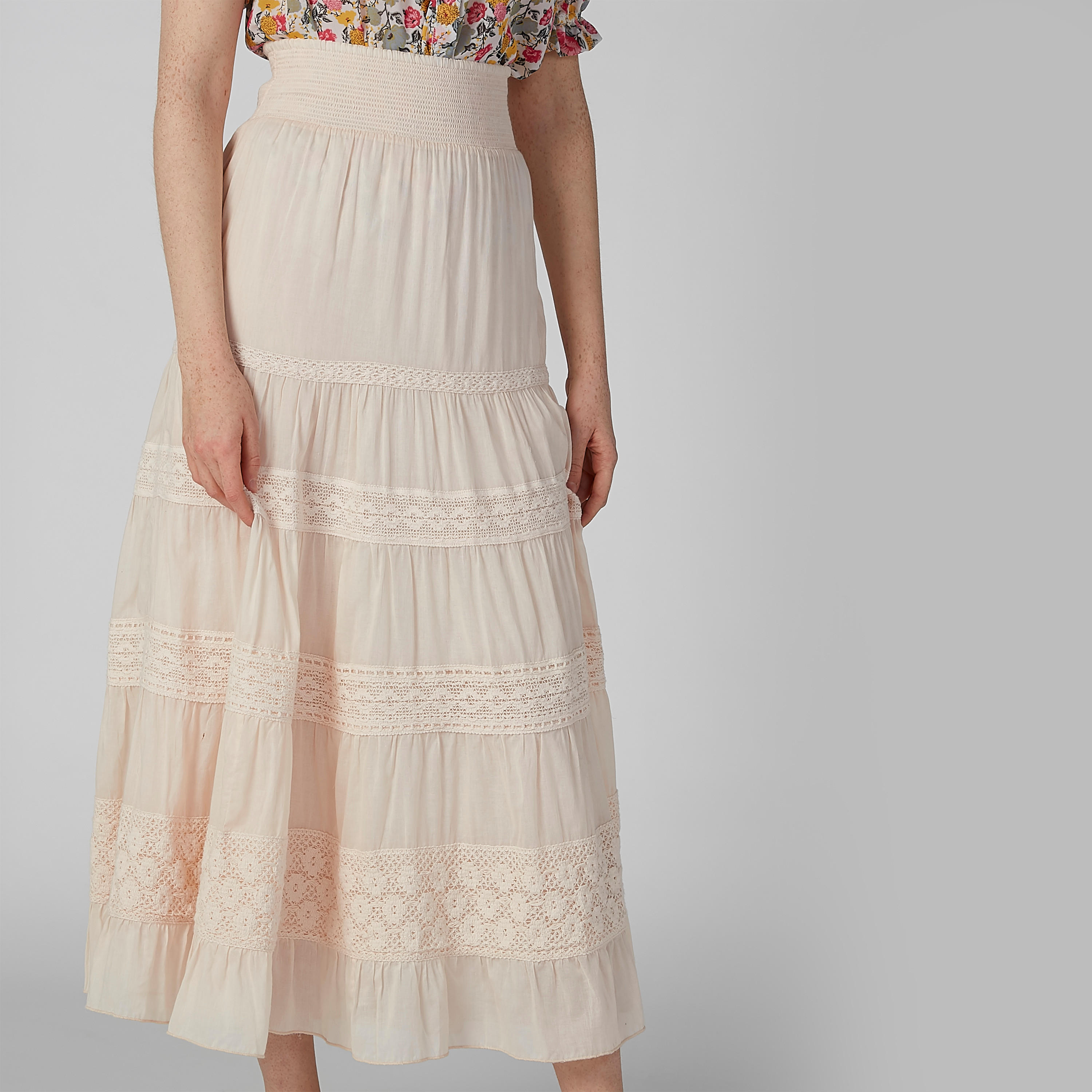 تنورة إيه لاين طويلة بارزة الملمس بخصر مطاطي-women-clothing-bottoms-skirts-image-6