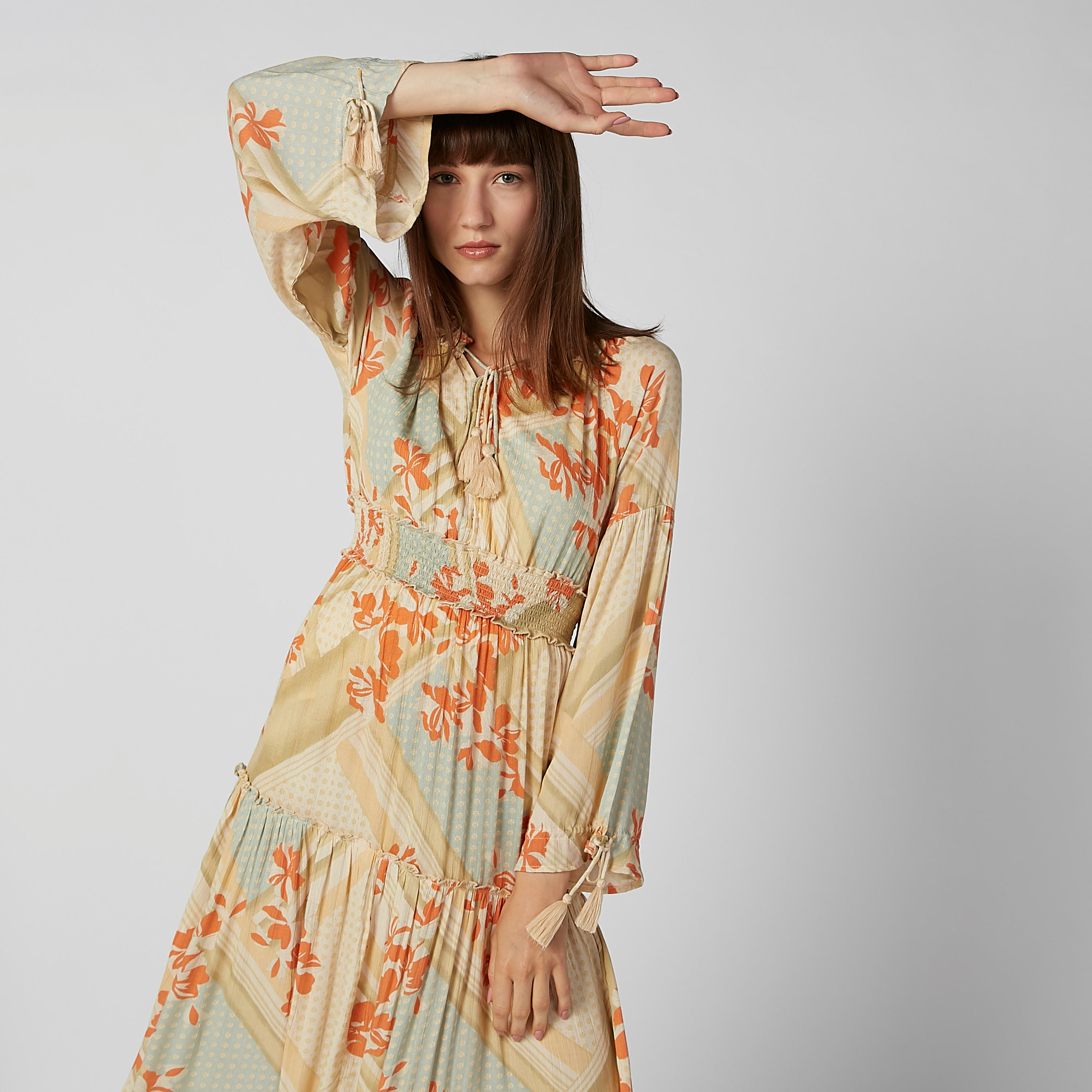 فستان ماكسي إيه لاين بأكمام طويلة وأربطة وطبعات-women-clothing-dresses-image-3