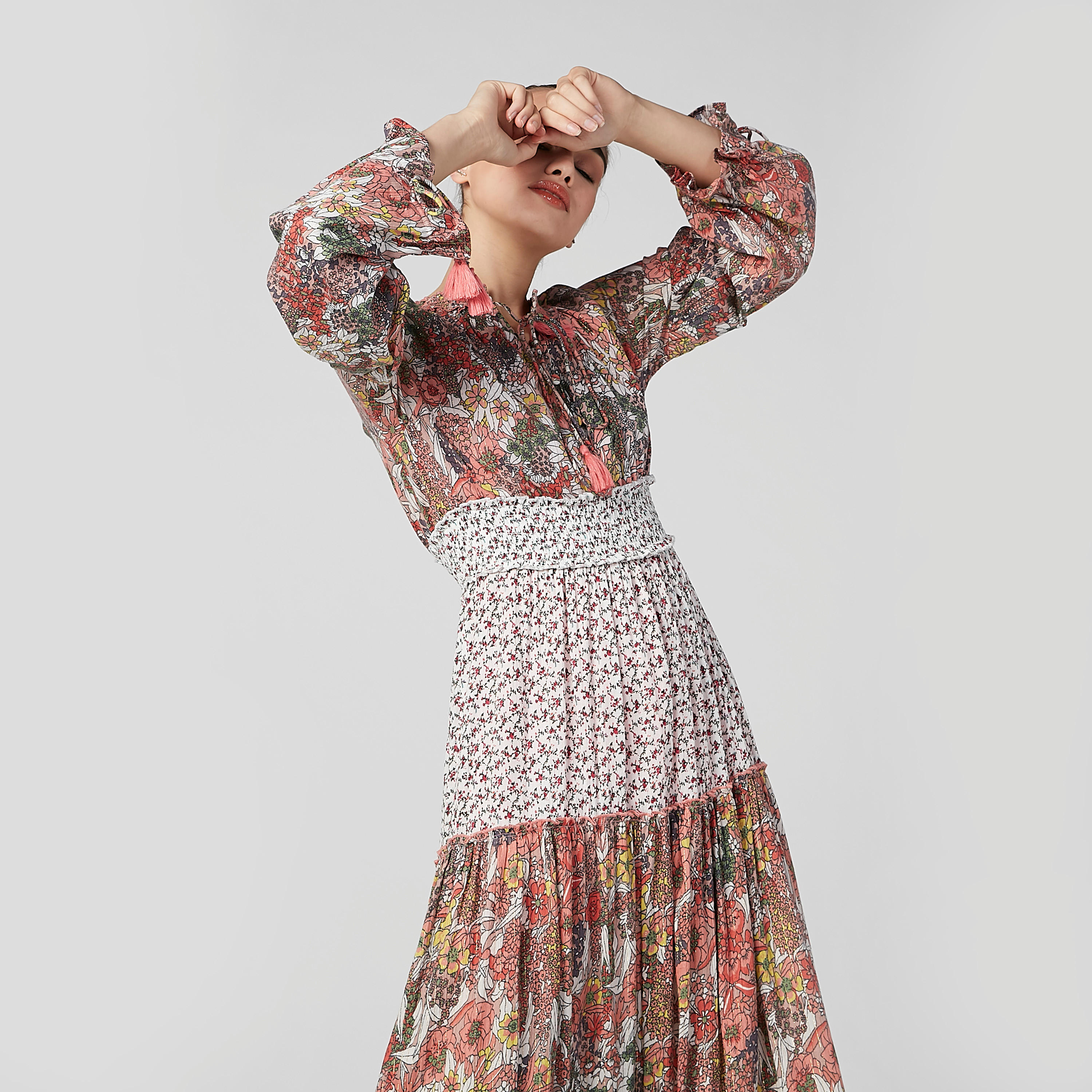 فستان طويل بأكمام طويلة ودرزات وطبعات-women-clothing-dresses-image-2