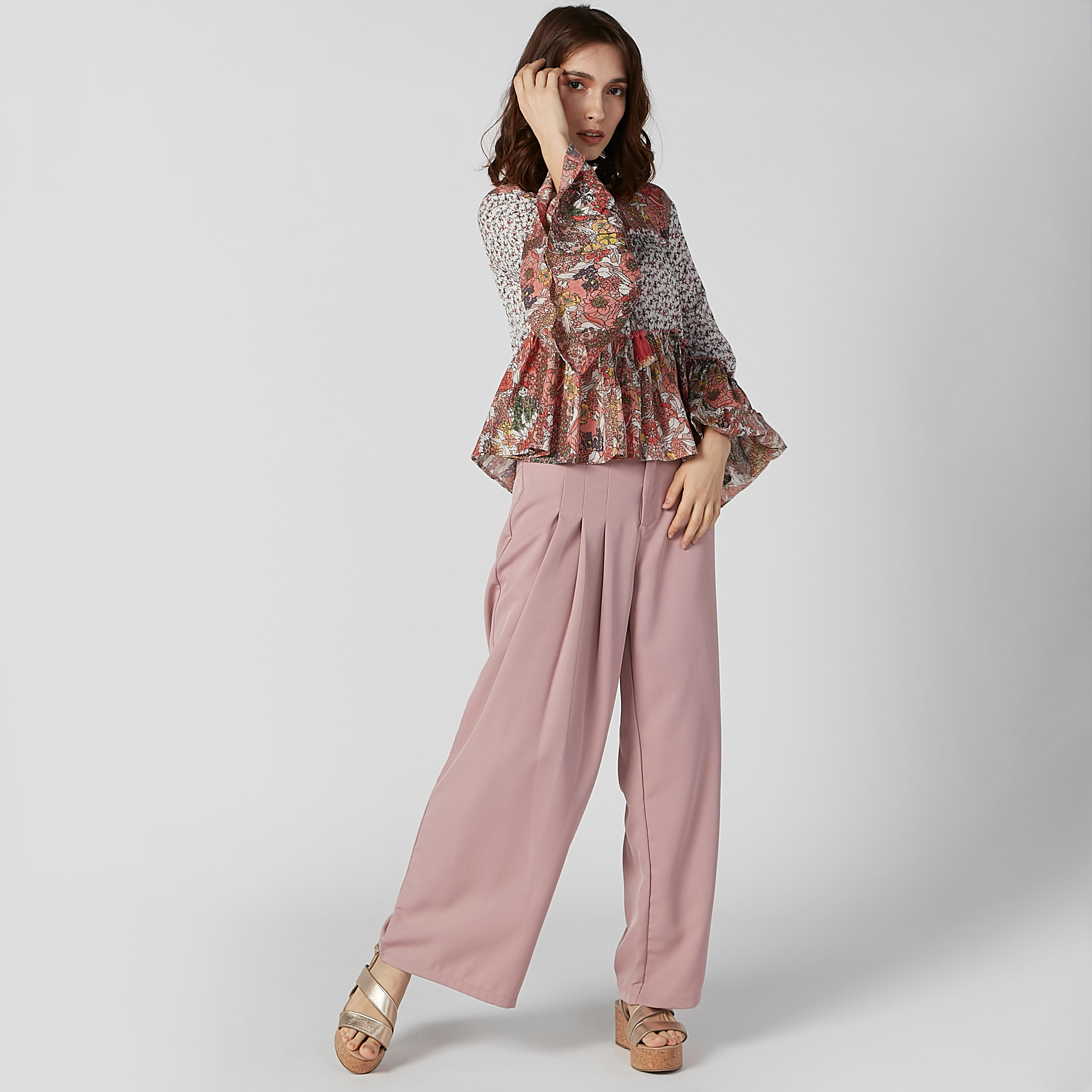 بلوزة بيبلوم بأكمام عريضة وأربطة وطبعات-women-clothing-shirtsandblouses-blouses-image-3