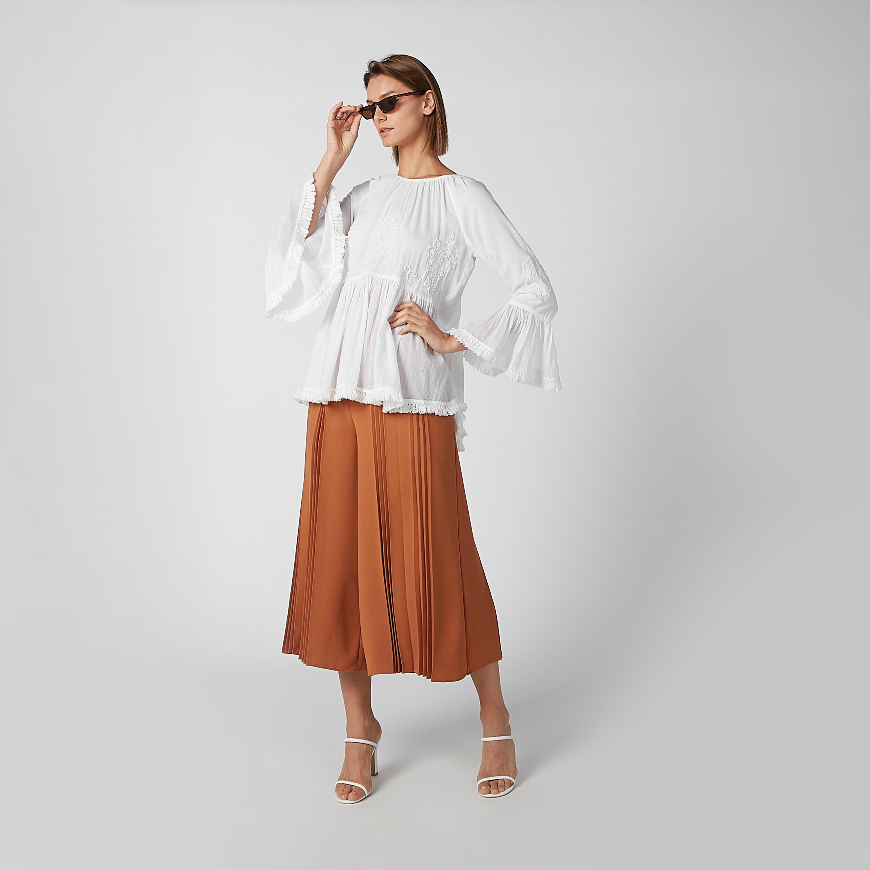 Textured Top with Round Neck and Bell Sleeves-women-clothing-shirtsandblouses-blouses-image-5