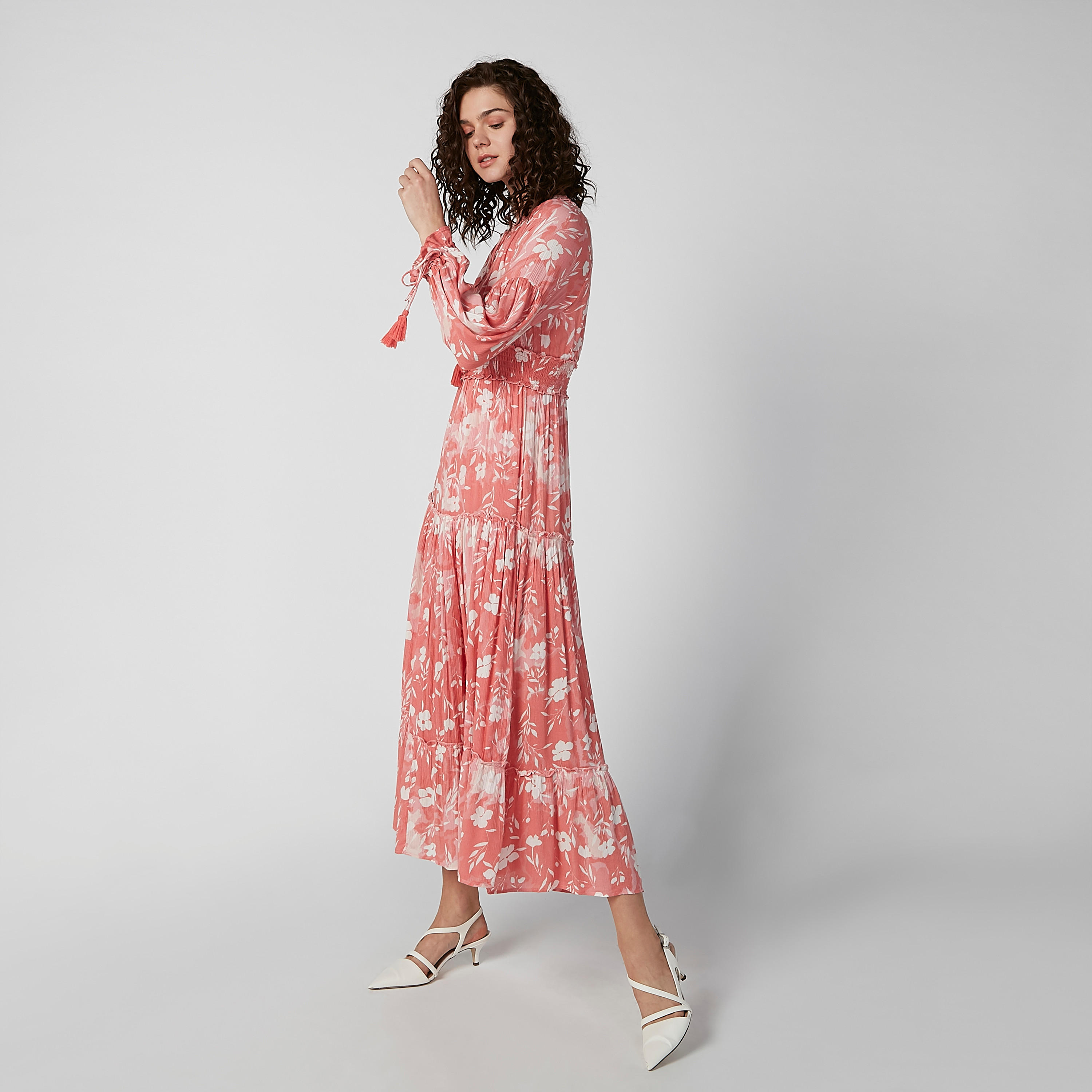 Printed Maxi A-line Dress with Long Sleeves and Tie Ups-women-clothing-dresses-image-5