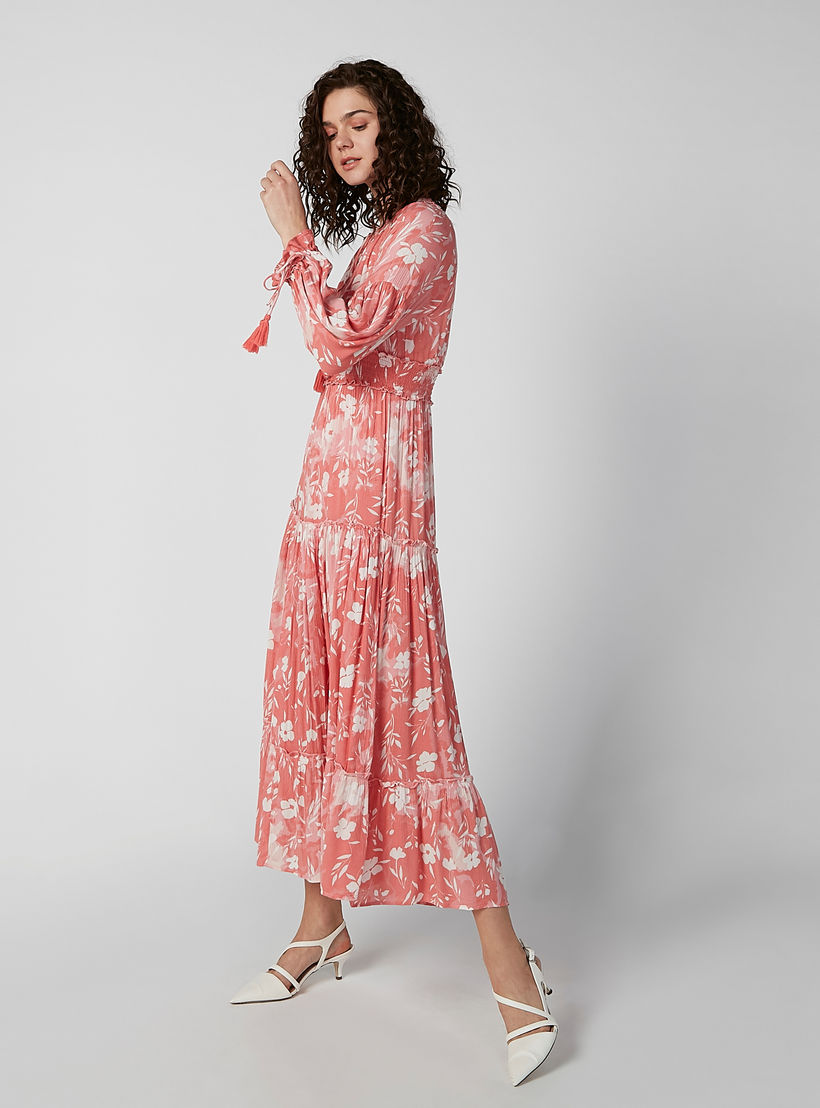 Printed Maxi A-line Dress with Long Sleeves and Tie Ups-women-clothing-dresses-image-5