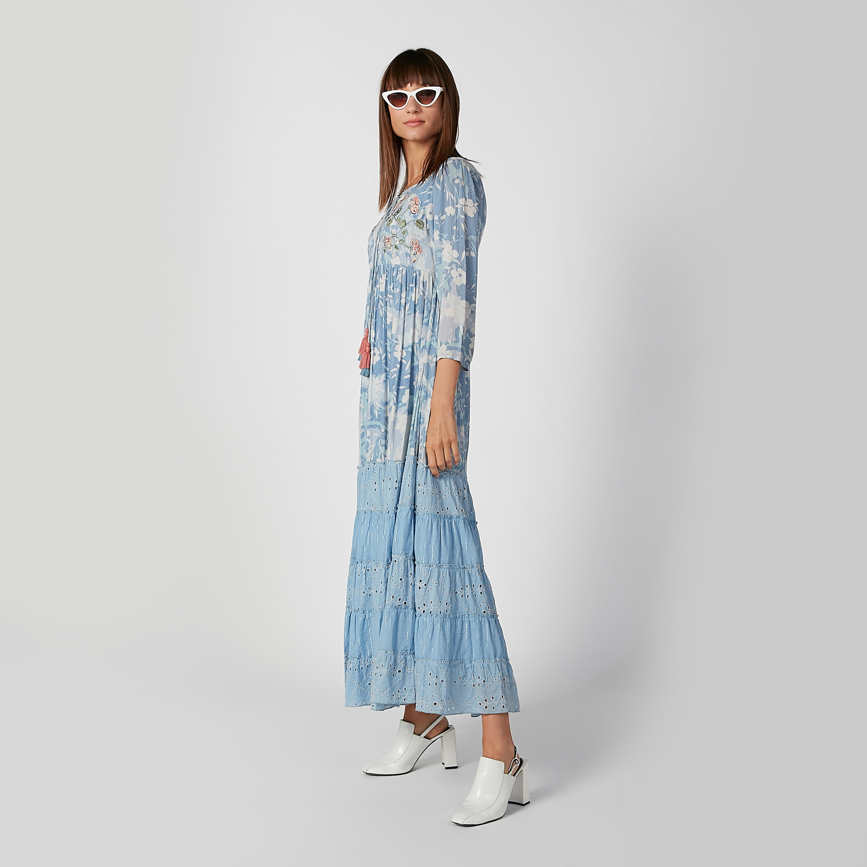 Printed Maxi A-line Dress with Schiffli Detail and Tie Ups-women-clothing-dresses-image-2