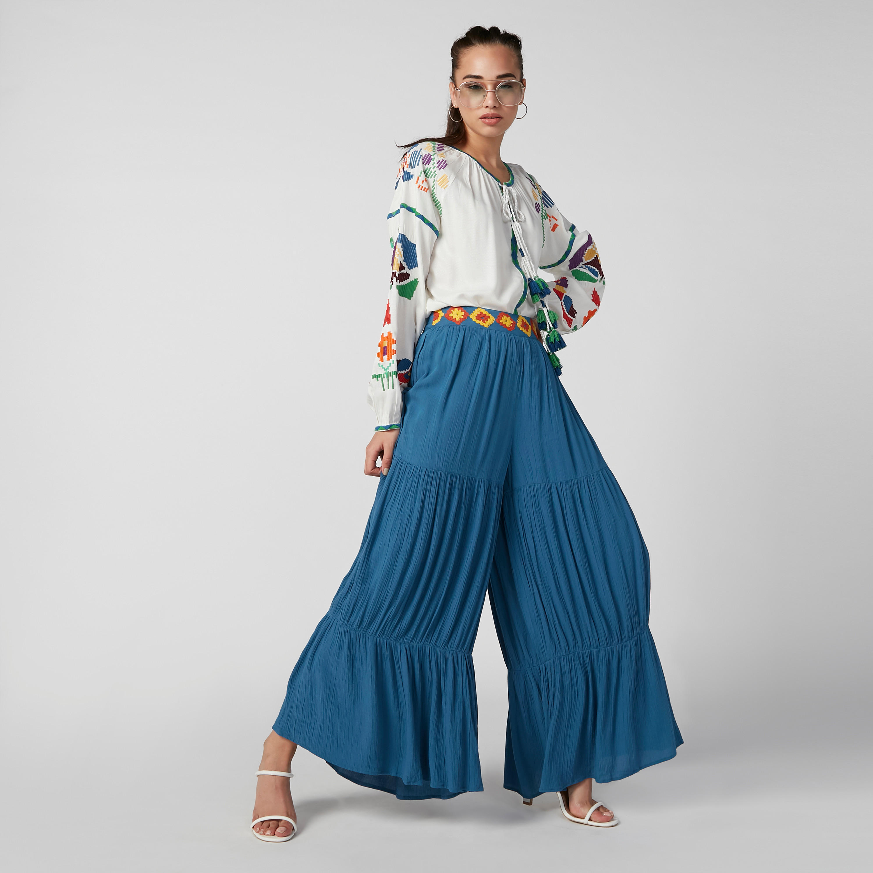 Embroidered Top with Long Sleeves and Tie Ups-women-clothing-shirtsandblouses-blouses-image-1