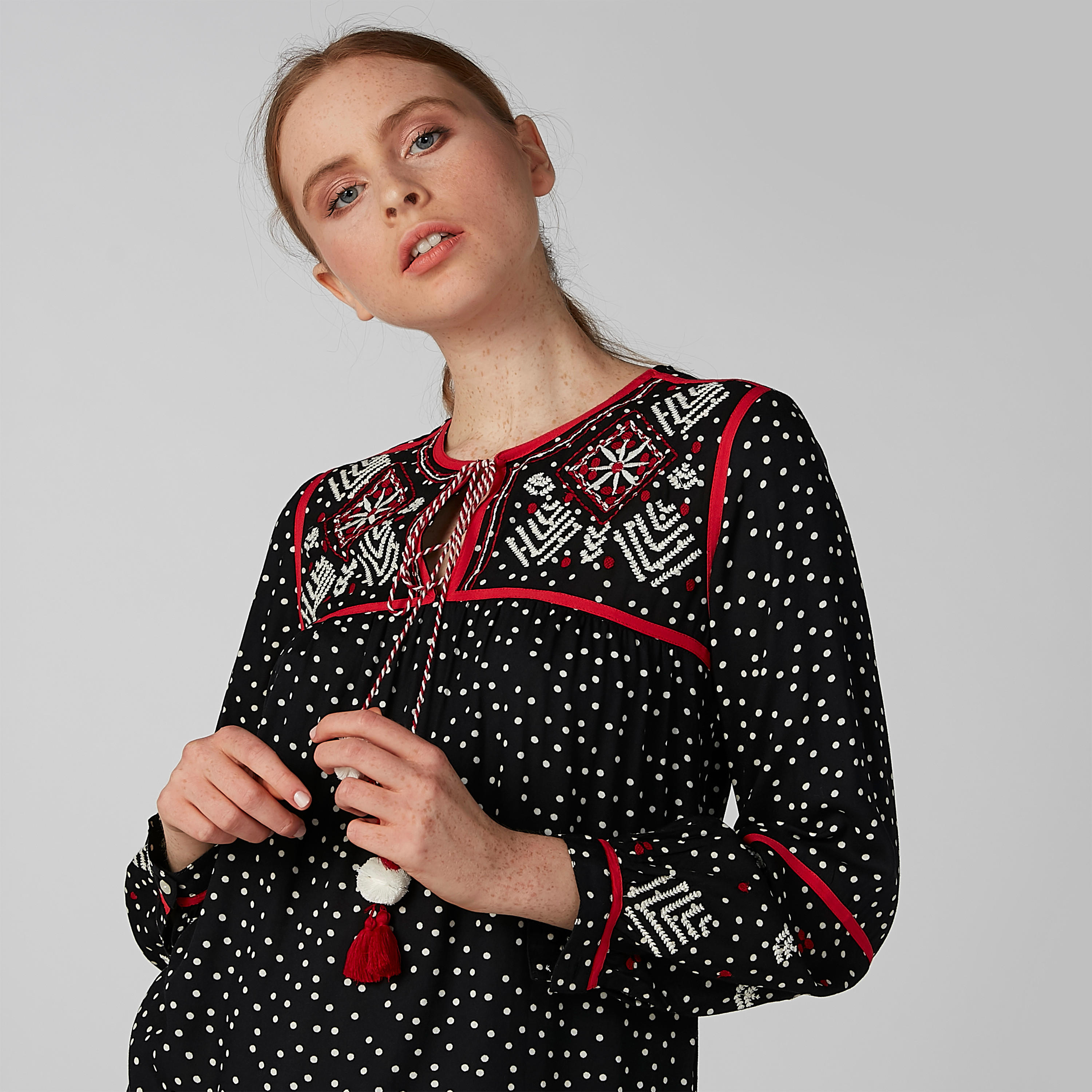 Embroidered Tunic with Long Sleeves and Tie Ups-women-clothing-shirtsandblouses-blouses-image-3