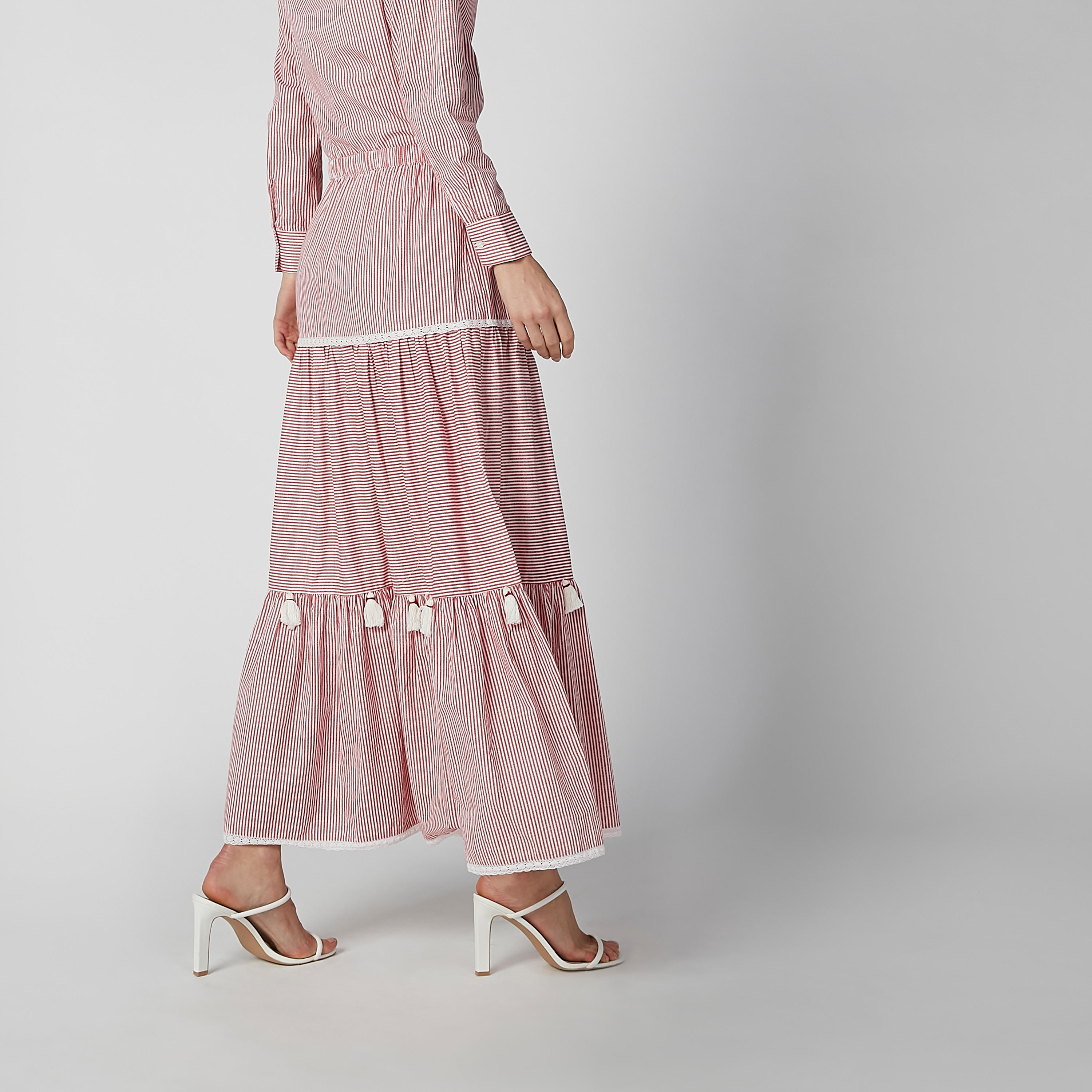 Striped Maxi A-line Skirt with Tassels and Drawstring-women-clothing-bottoms-skirts-image-5