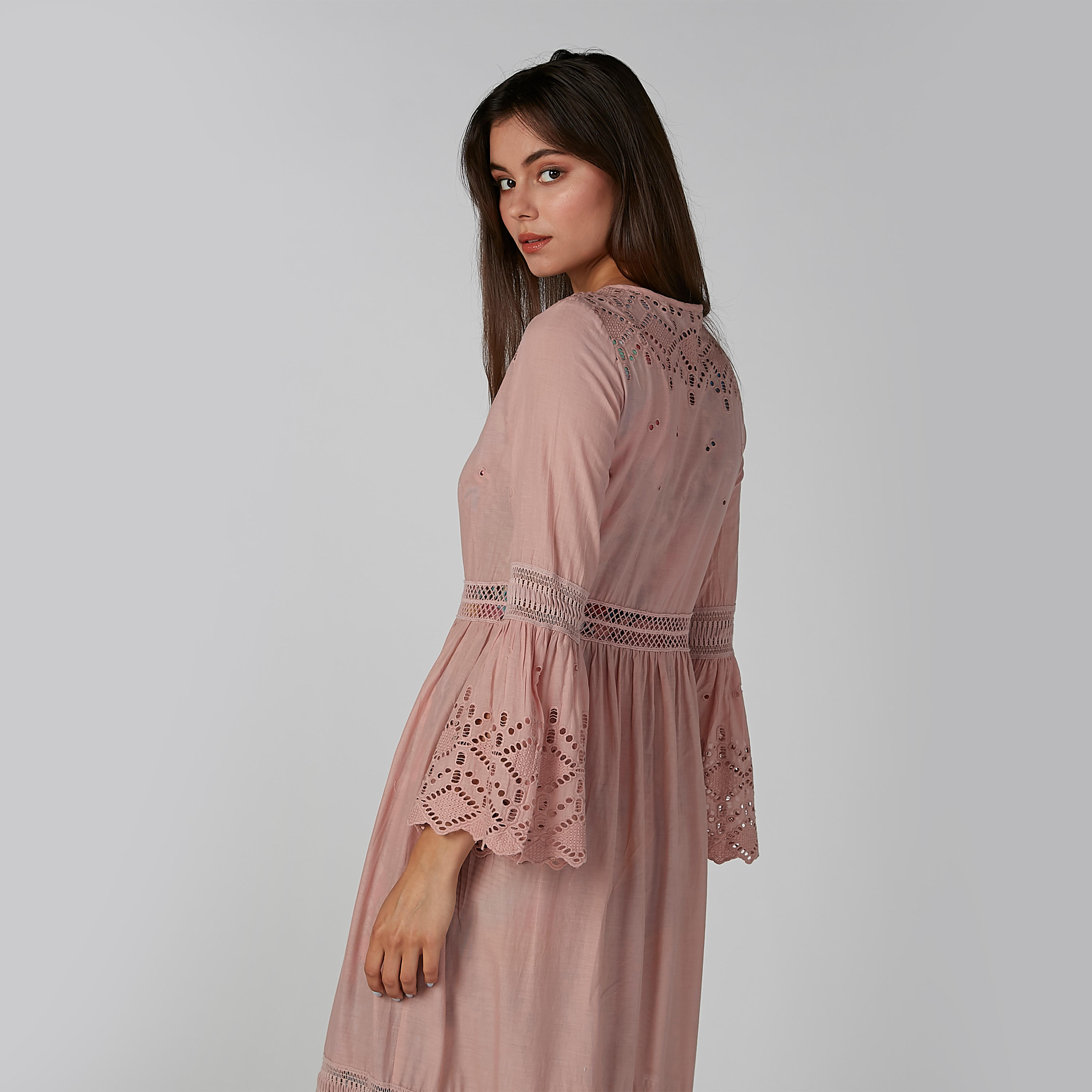 Textured Cardigan with Bell Sleeves and Tie Ups-women-winterwear-cardigansandjumpers-cardigans-image-6