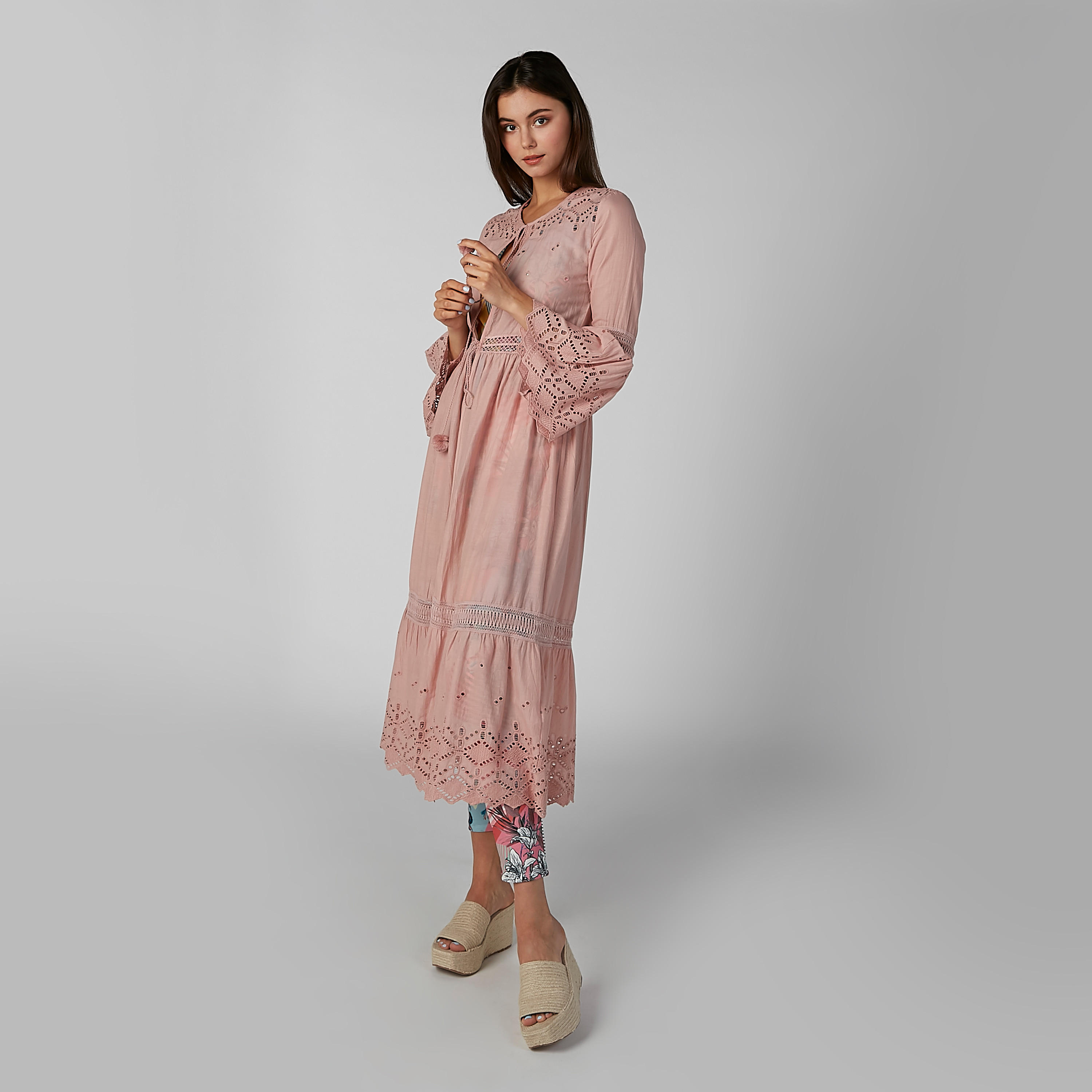 Textured Cardigan with Bell Sleeves and Tie Ups-women-winterwear-cardigansandjumpers-cardigans-image-7