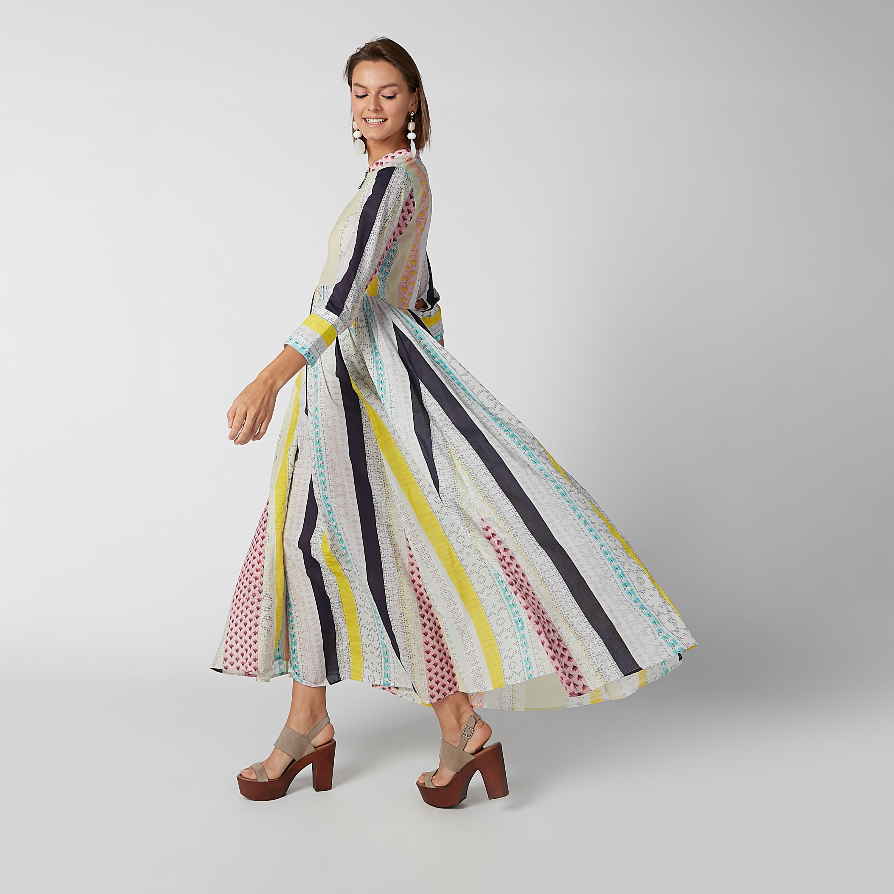 فستان إيه لاين طويل بأكمام طويلة وسحّاب وطبعات-women-clothing-dresses-image-1