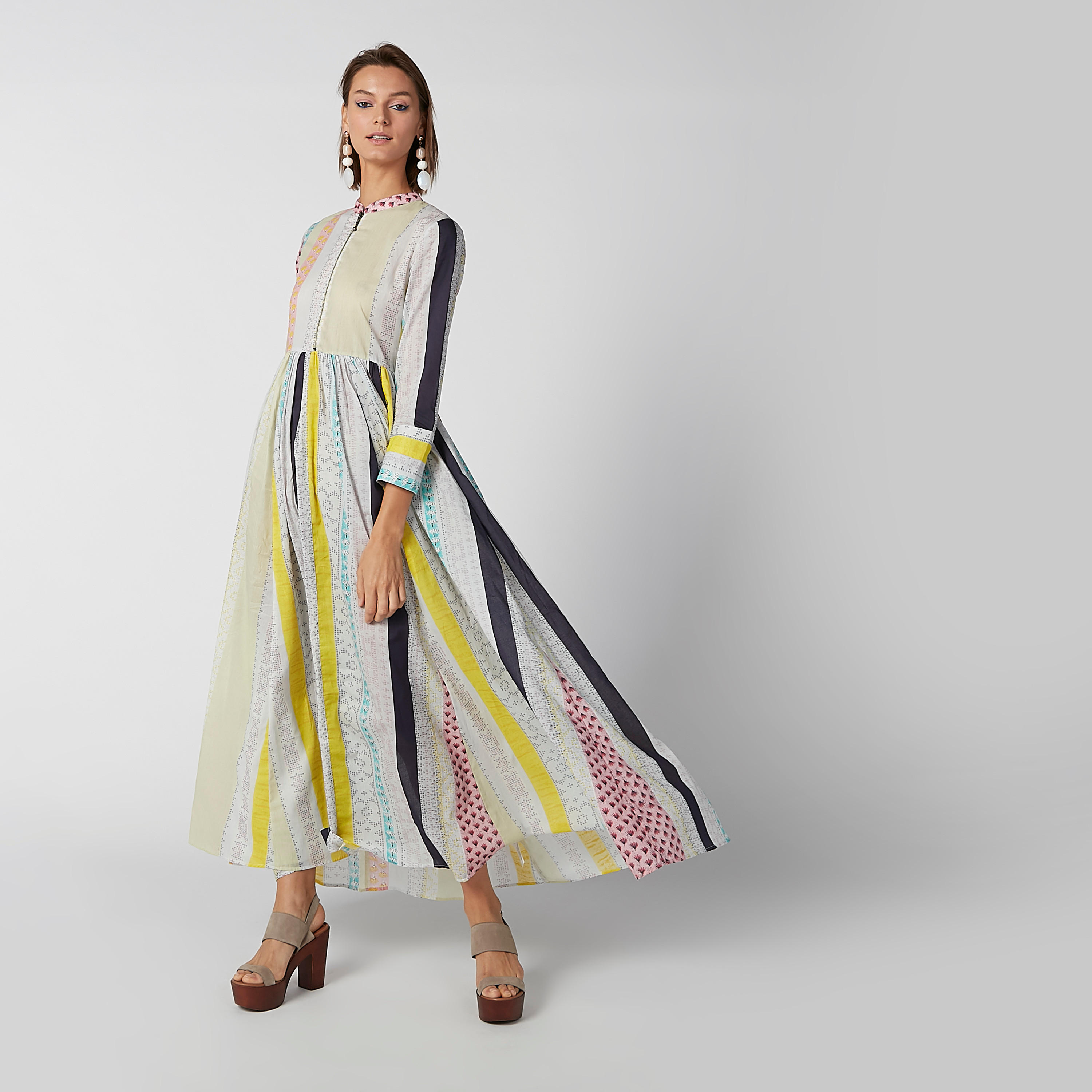 فستان إيه لاين طويل بأكمام طويلة وسحّاب وطبعات-women-clothing-dresses-image-3
