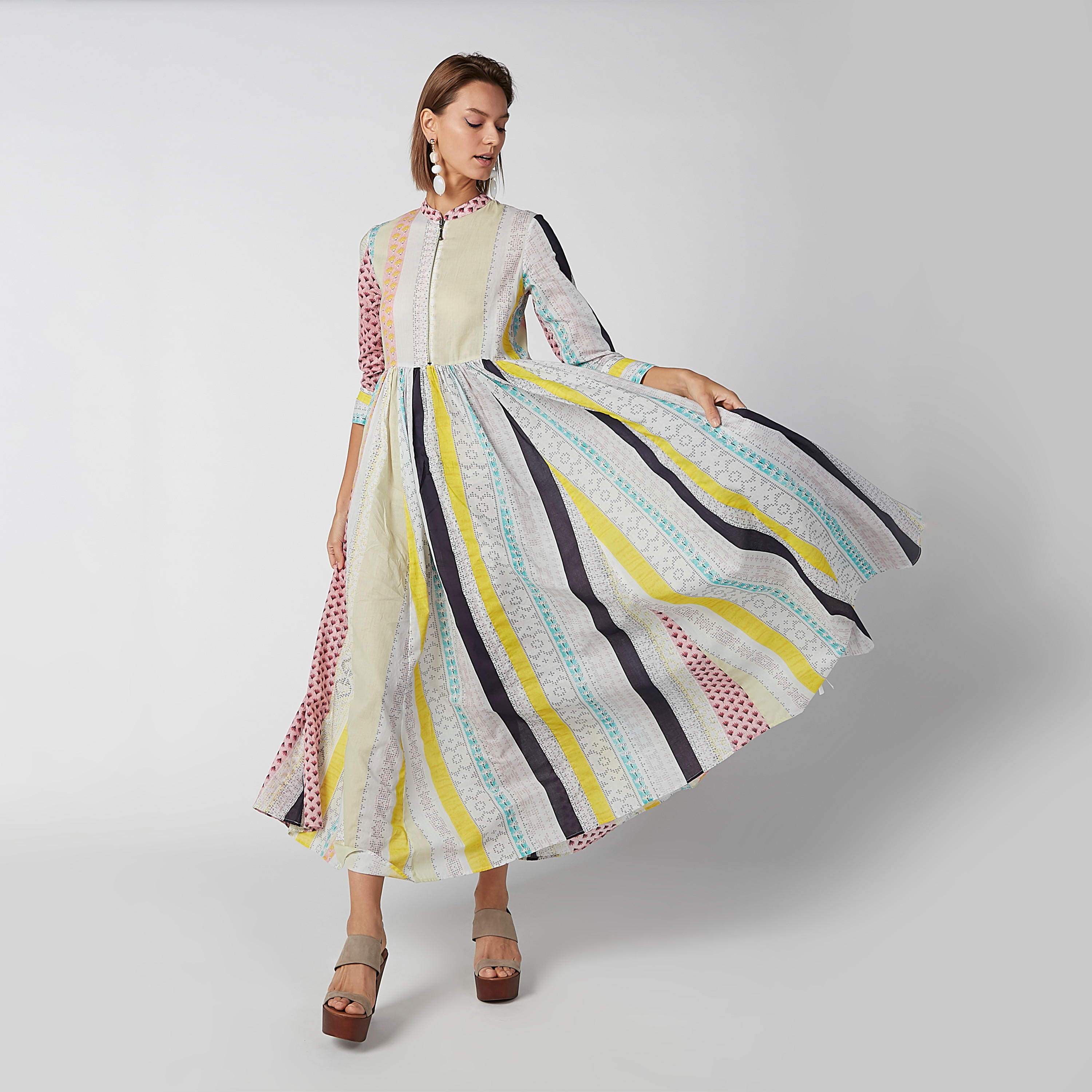فستان إيه لاين طويل بأكمام طويلة وسحّاب وطبعات-women-clothing-dresses-image-5