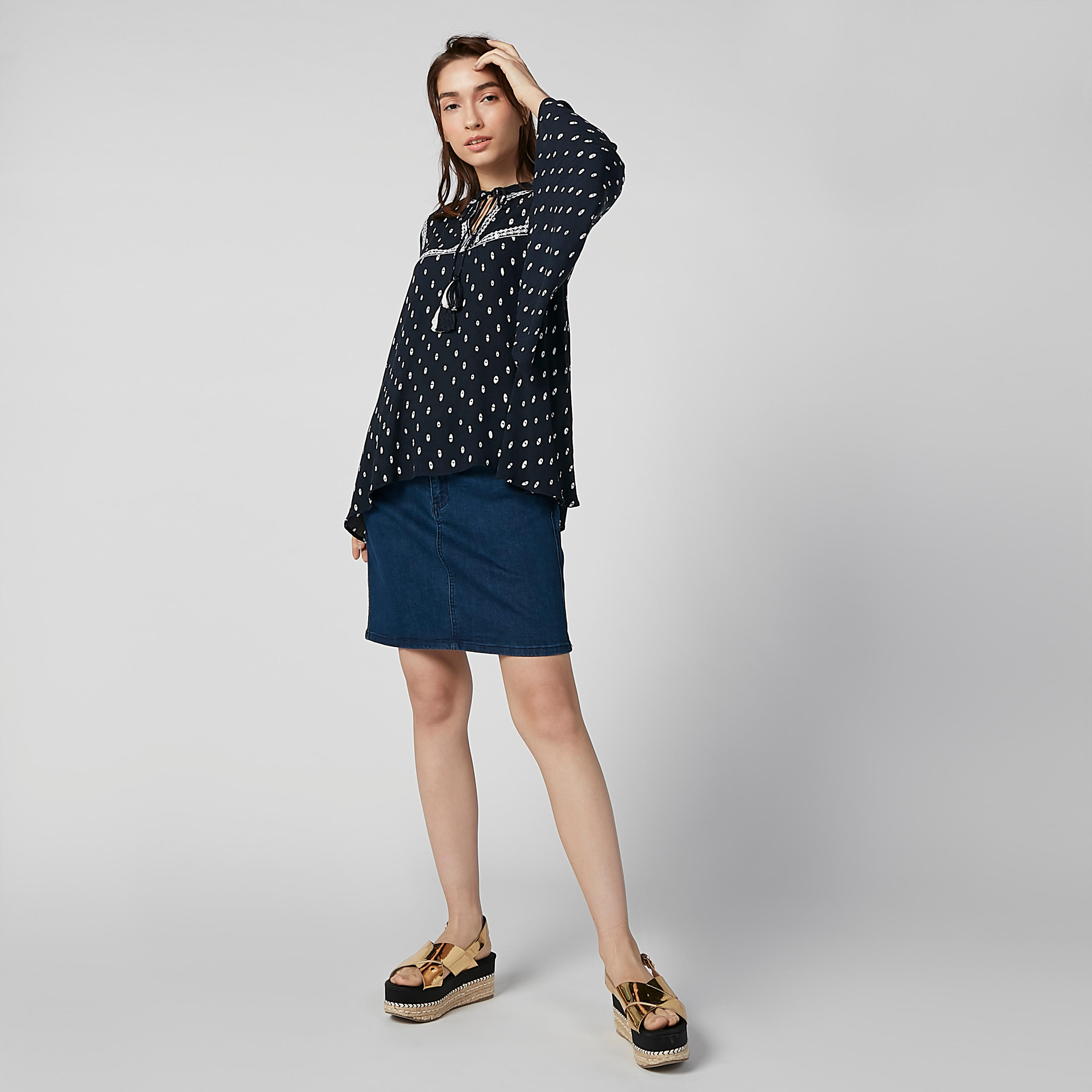 بلوزة مستدام بأكمام واسعة وأربطة وطبعات -women-clothing-shirtsandblouses-blouses-image-2