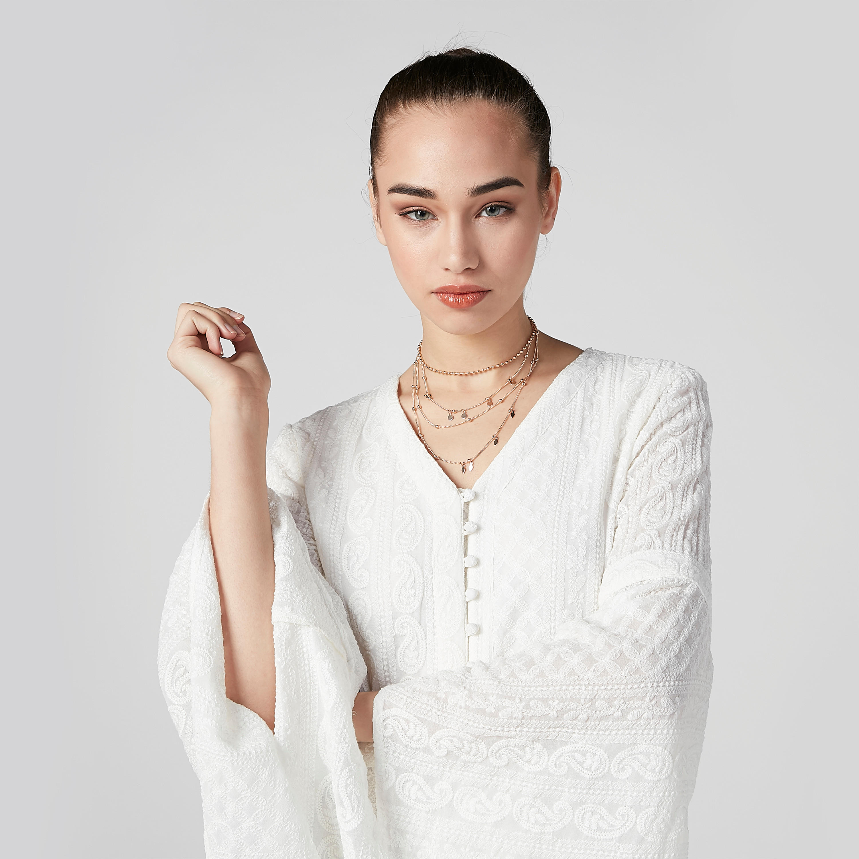 فستان إيه لاين متوسط الطول بارز الملمس بأكمام عريضة-women-clothing-dresses-image-6