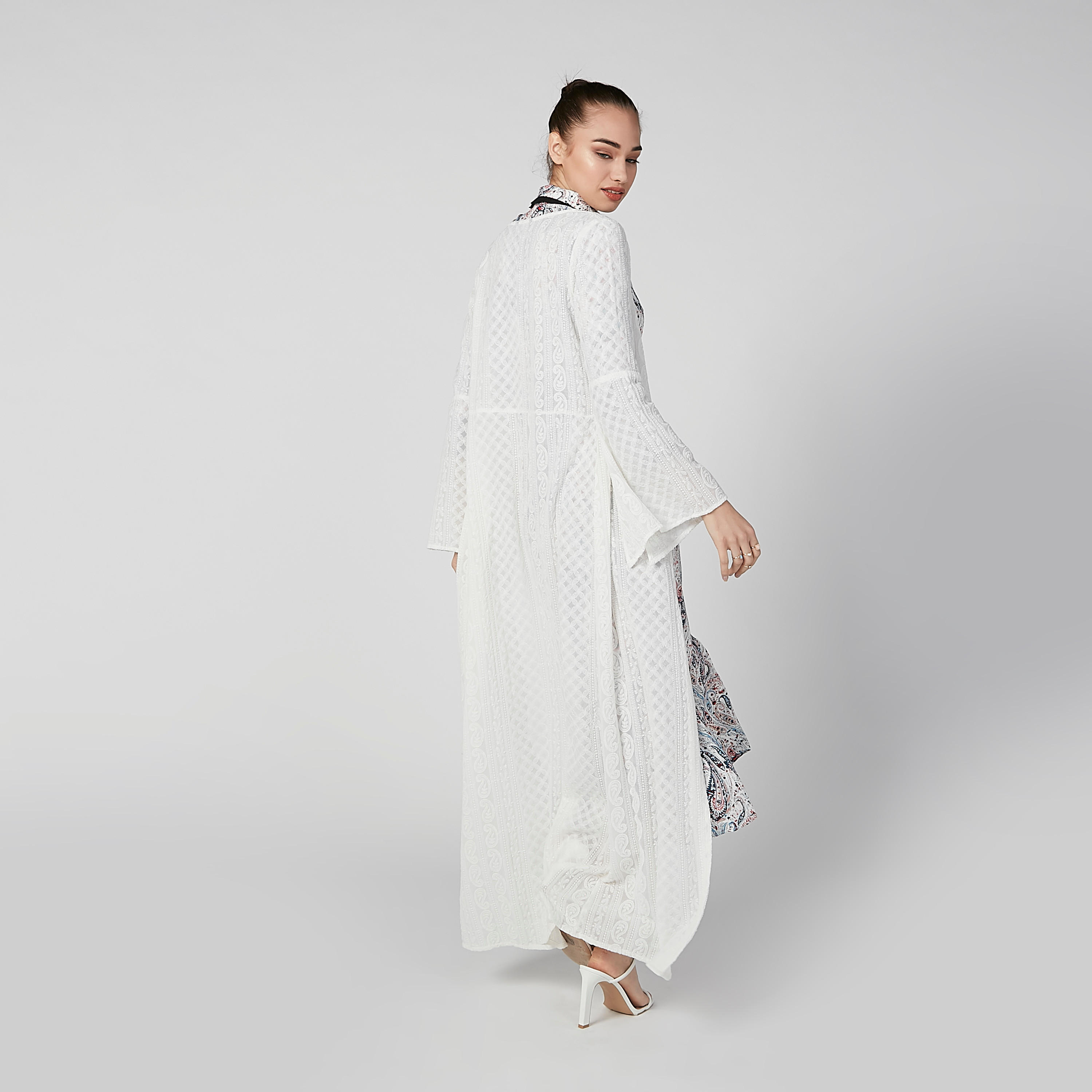 كارديجان طويل بارز الملمس بأكمام عريضة-women-winterwear-cardigansandjumpers-cardigans-image-7