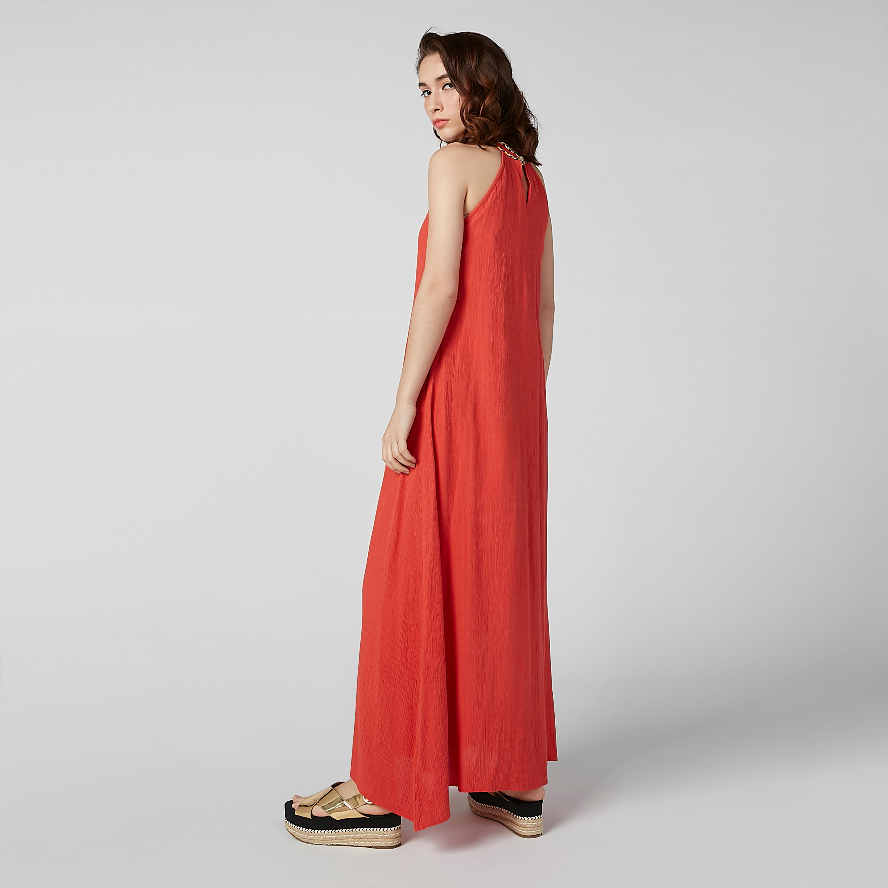 فستان مستدام طويل مطرّز إيه لاين دون أكمام -women-clothing-dresses-image-4