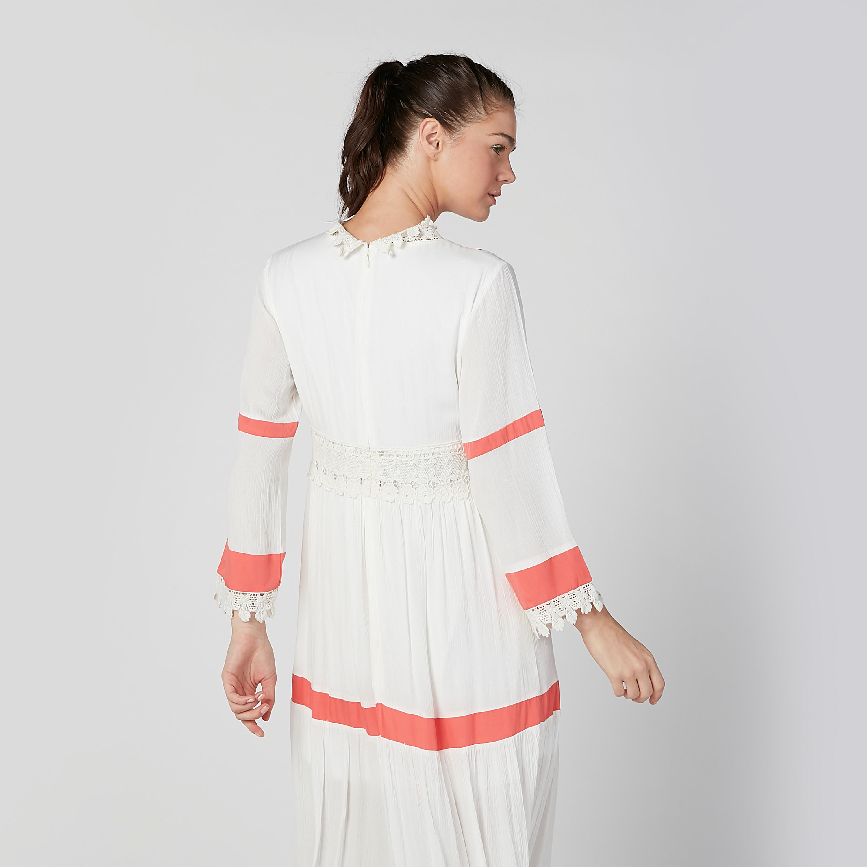 فستان إيه لاين طويل بارز الملمس بأكمام طويلة وتفاصيل دانتيل-women-clothing-dresses-image-7