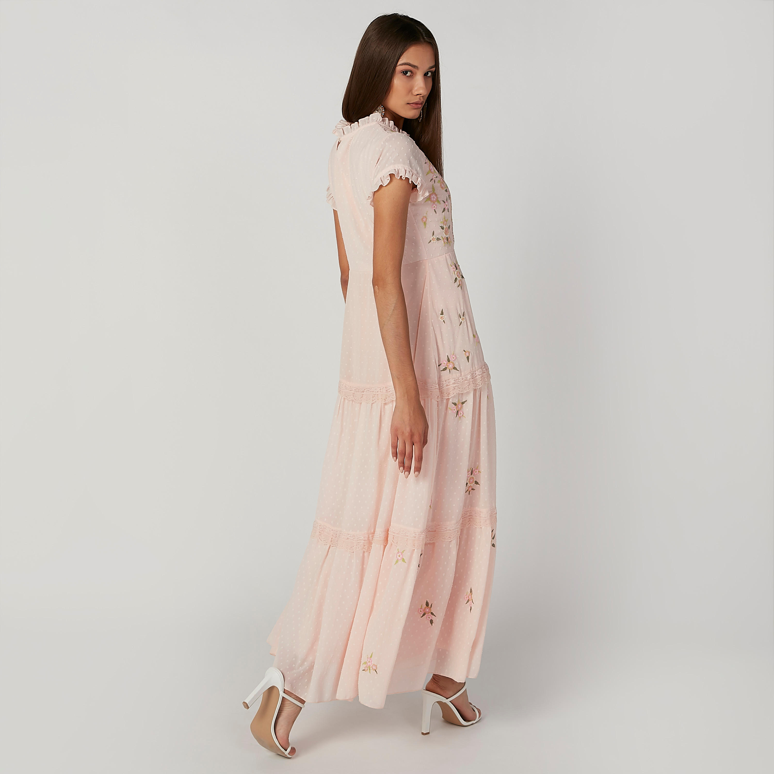 فستان مستدام طويل إيه لاين بأكمام قصيرة وطبعات زهرية -women-clothing-dresses-image-2