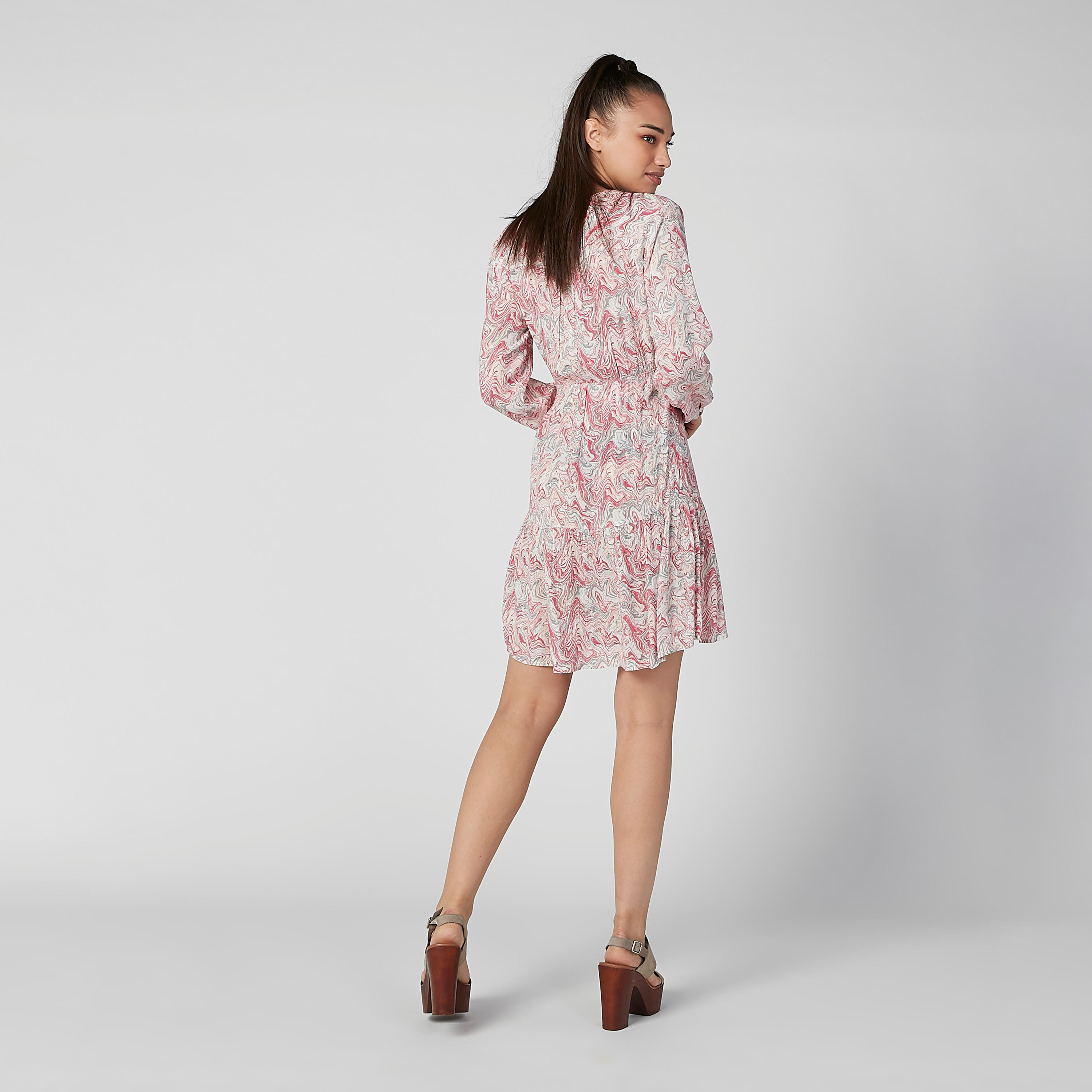 Sustainable Printed Midi A-line Dress with Long Sleeves and Tie Ups-women-clothing-dresses-image-4