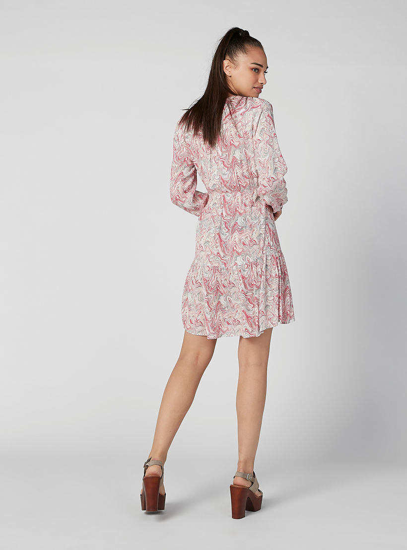 Sustainable Printed Midi A-line Dress with Long Sleeves and Tie Ups-women-clothing-dresses-image-4