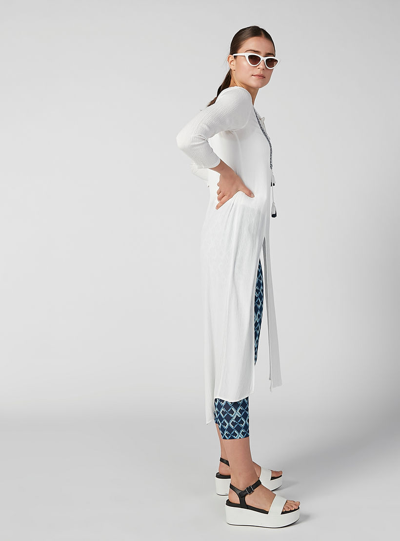 تونيك بارز الملمس بأكمام 3/4 وأربطة-women-clothing-shirtsandblouses-blouses-image-2