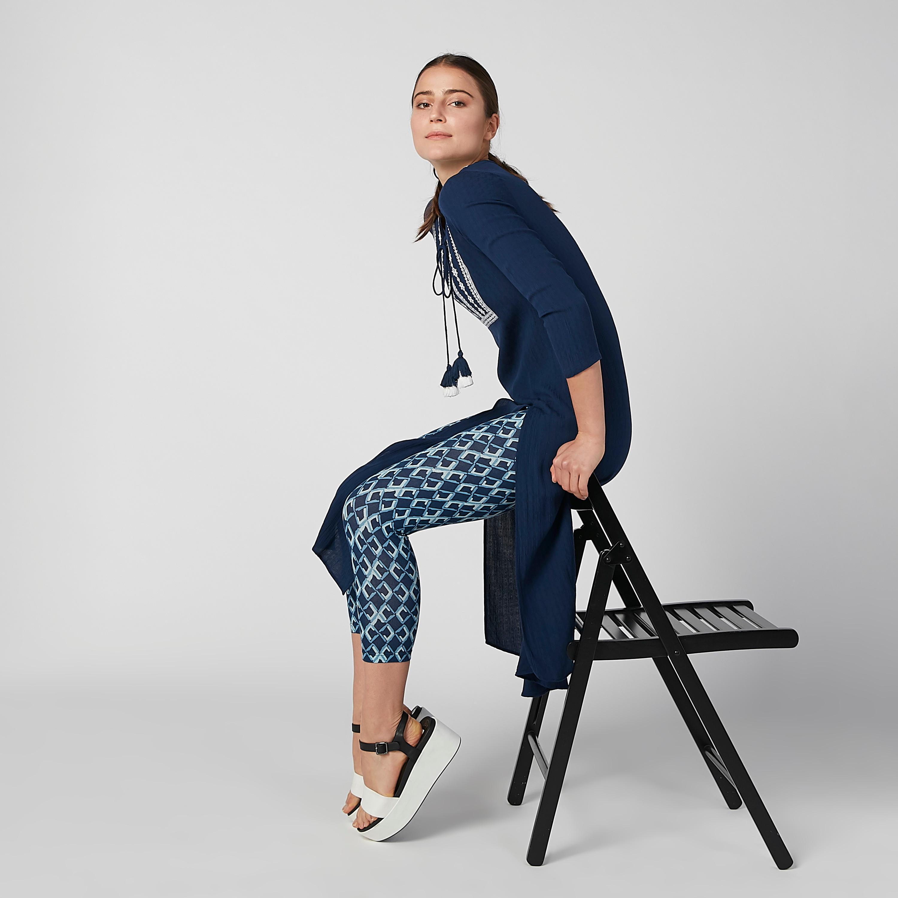 تونيك بارز الملمس بأكمام 3/4 وأربطة-women-clothing-shirtsandblouses-blouses-image-1