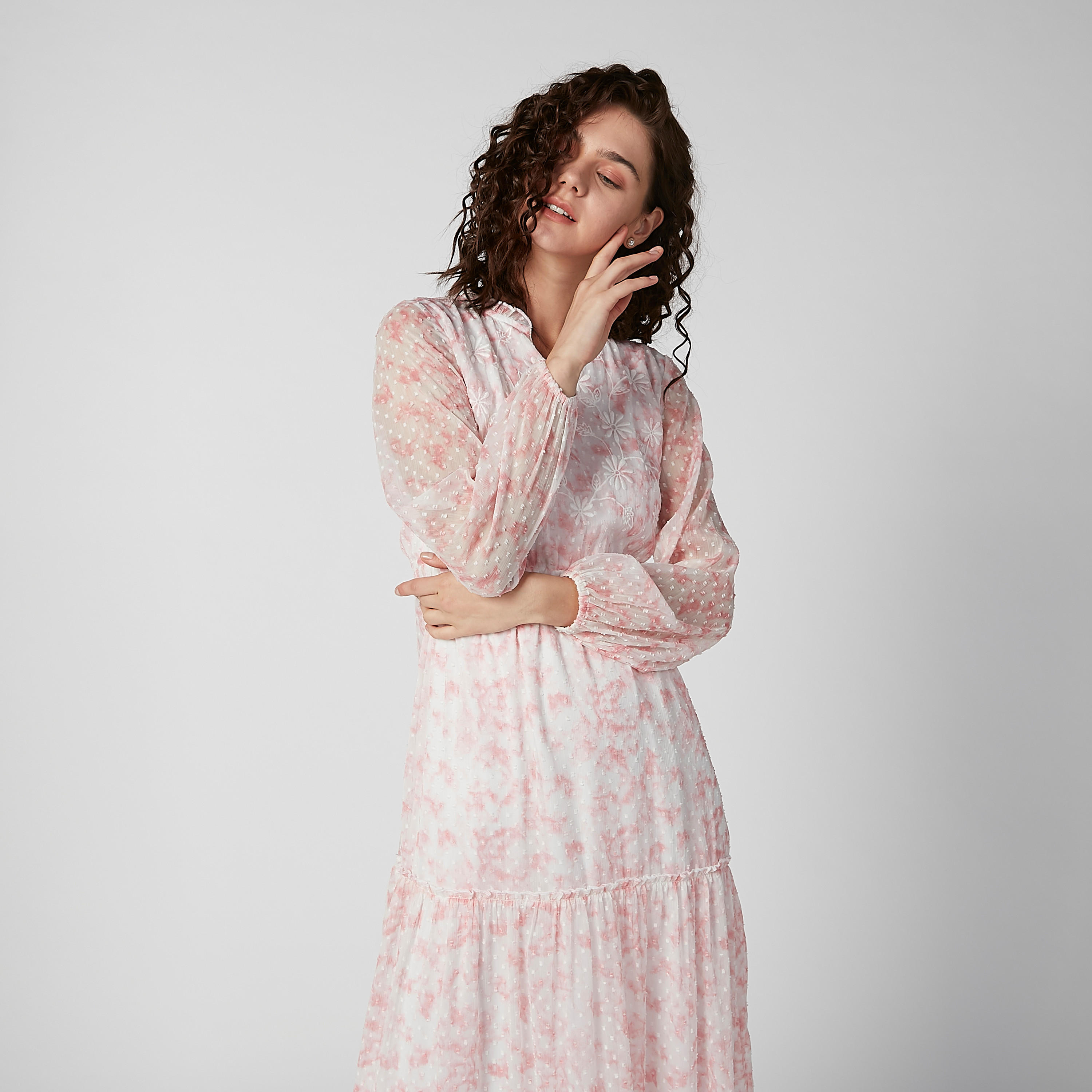 Sustainable Printed Maxi A-line Dress with Bishop Sleeves-women-clothing-dresses-image-4