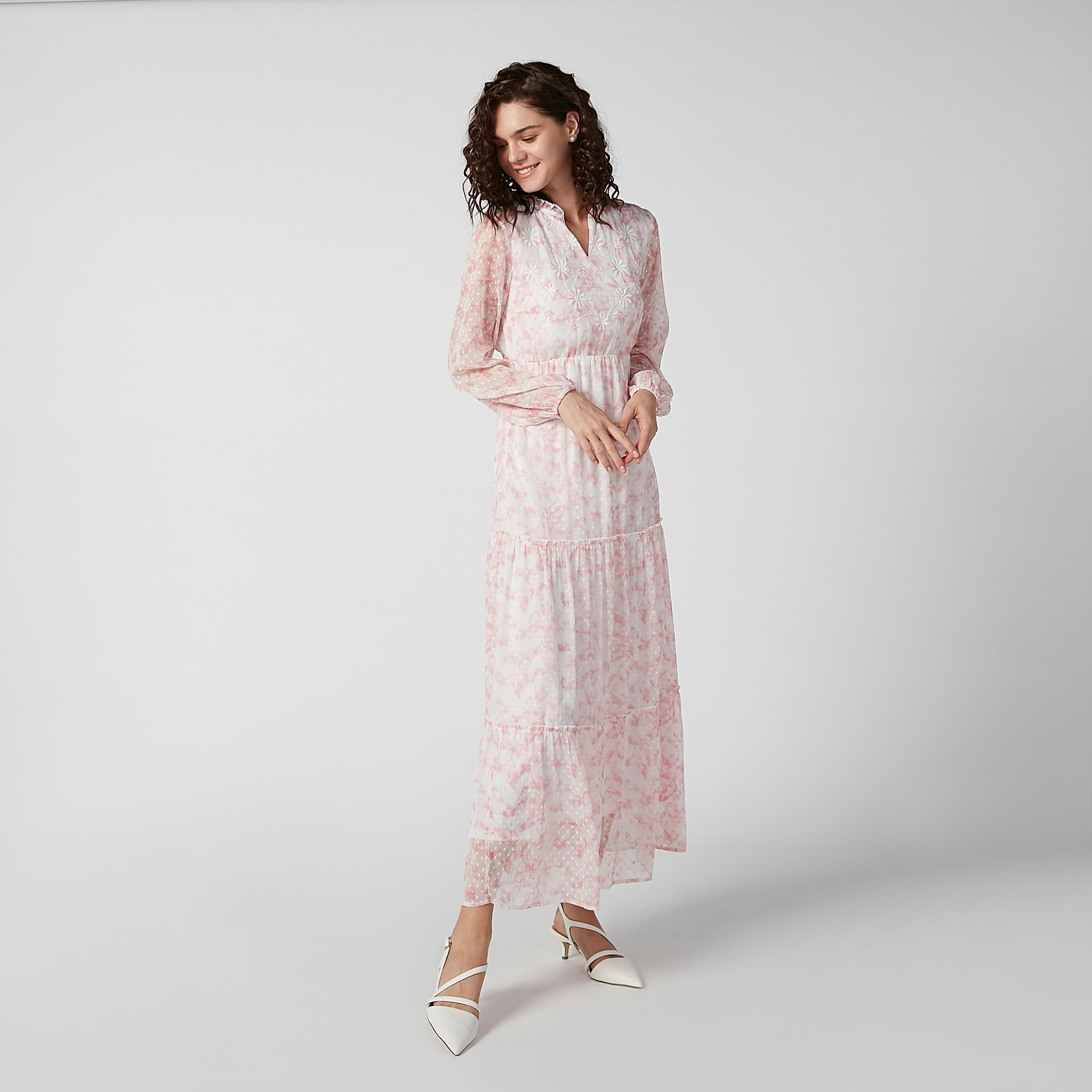 Sustainable Printed Maxi A-line Dress with Bishop Sleeves-women-clothing-dresses-image-1