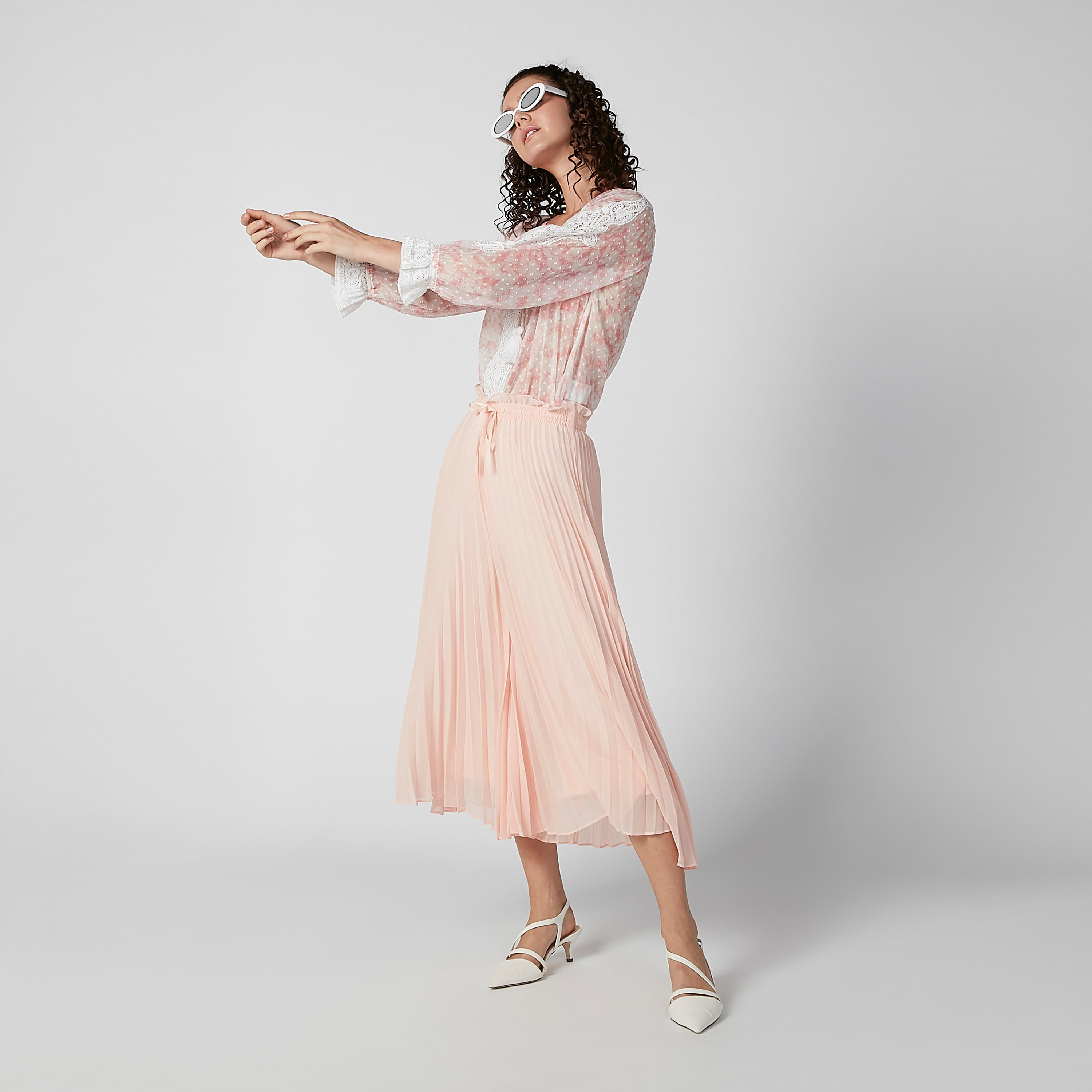 Textured Top with Flounce Sleeves and Tie-Ups-women-clothing-shirtsandblouses-blouses-image-1