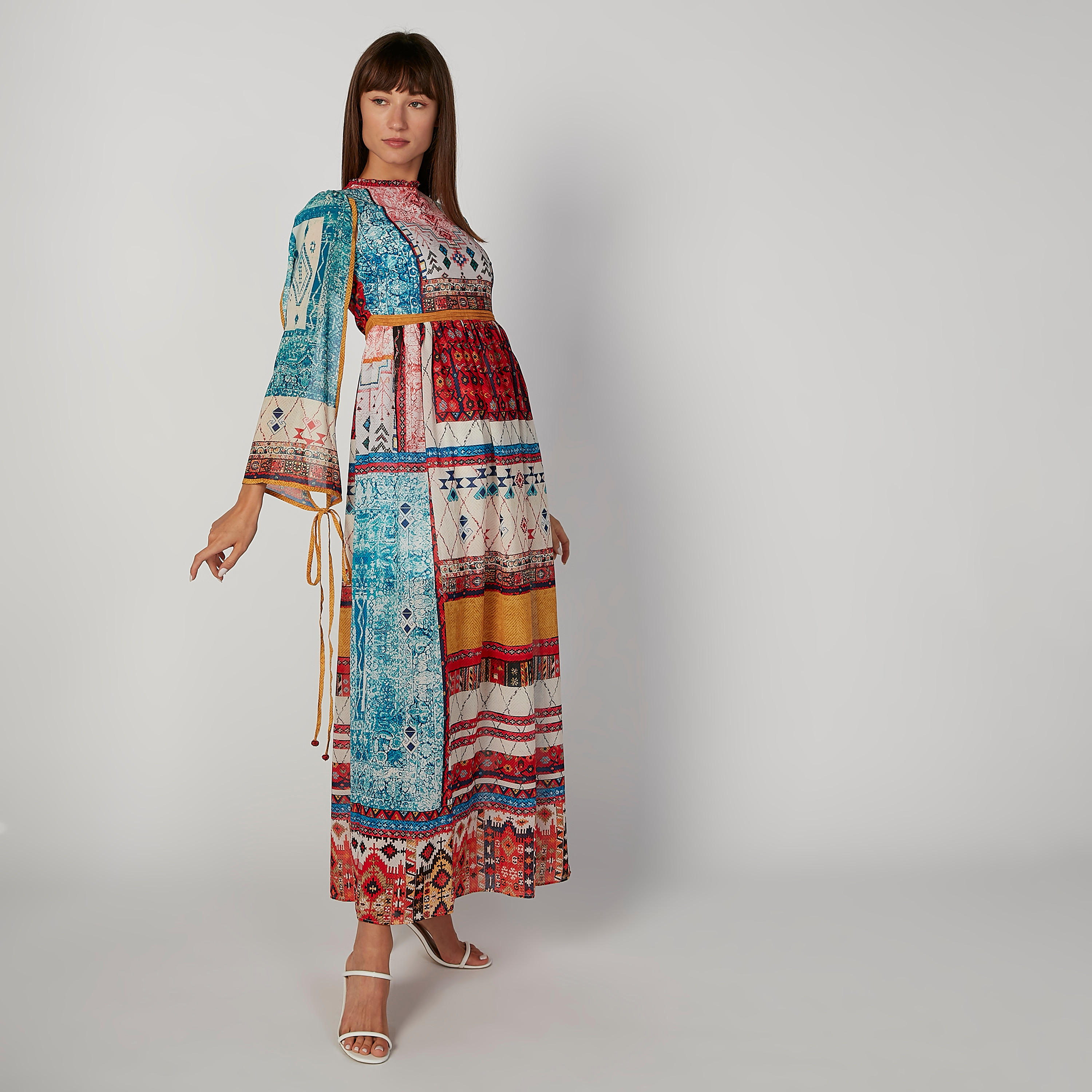 فستان طويل إيه لاين بأكمام طويلة وأربطة وطبعات-women-clothing-dresses-image-3