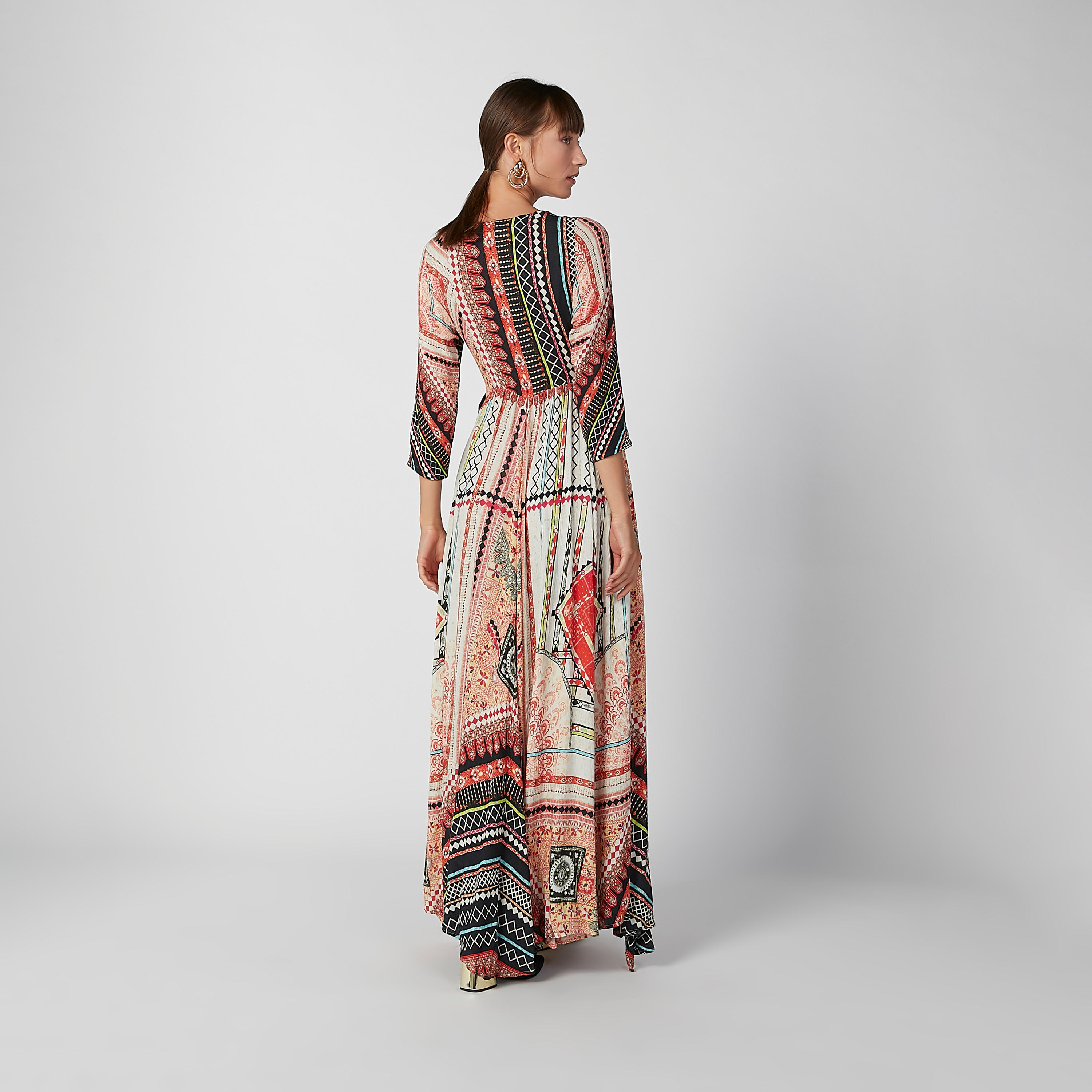 فستان طويل إيه لاين بأكمام 3/4 وأربطة وطبعات-women-clothing-dresses-image-2