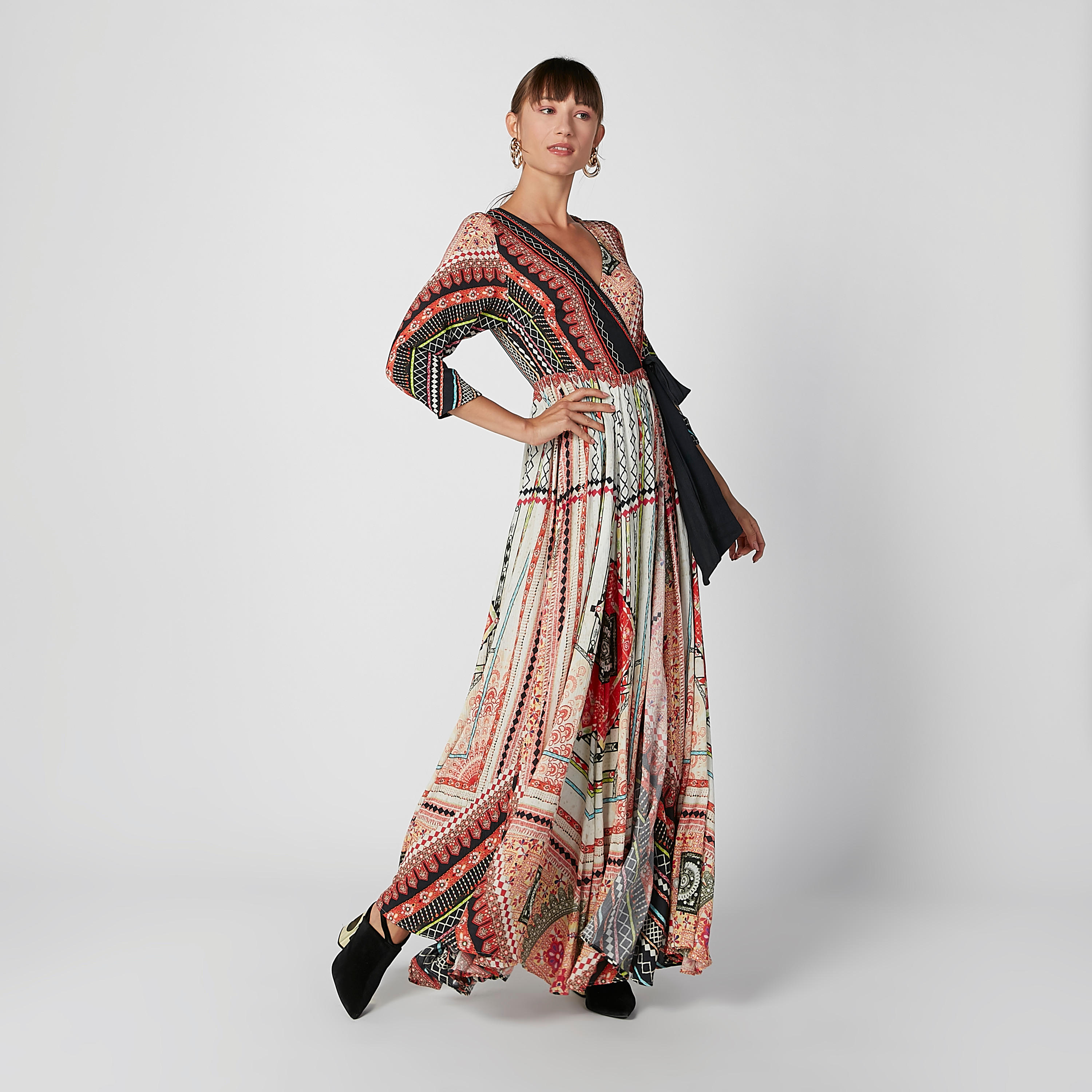 فستان طويل إيه لاين بأكمام 3/4 وأربطة وطبعات-women-clothing-dresses-image-4