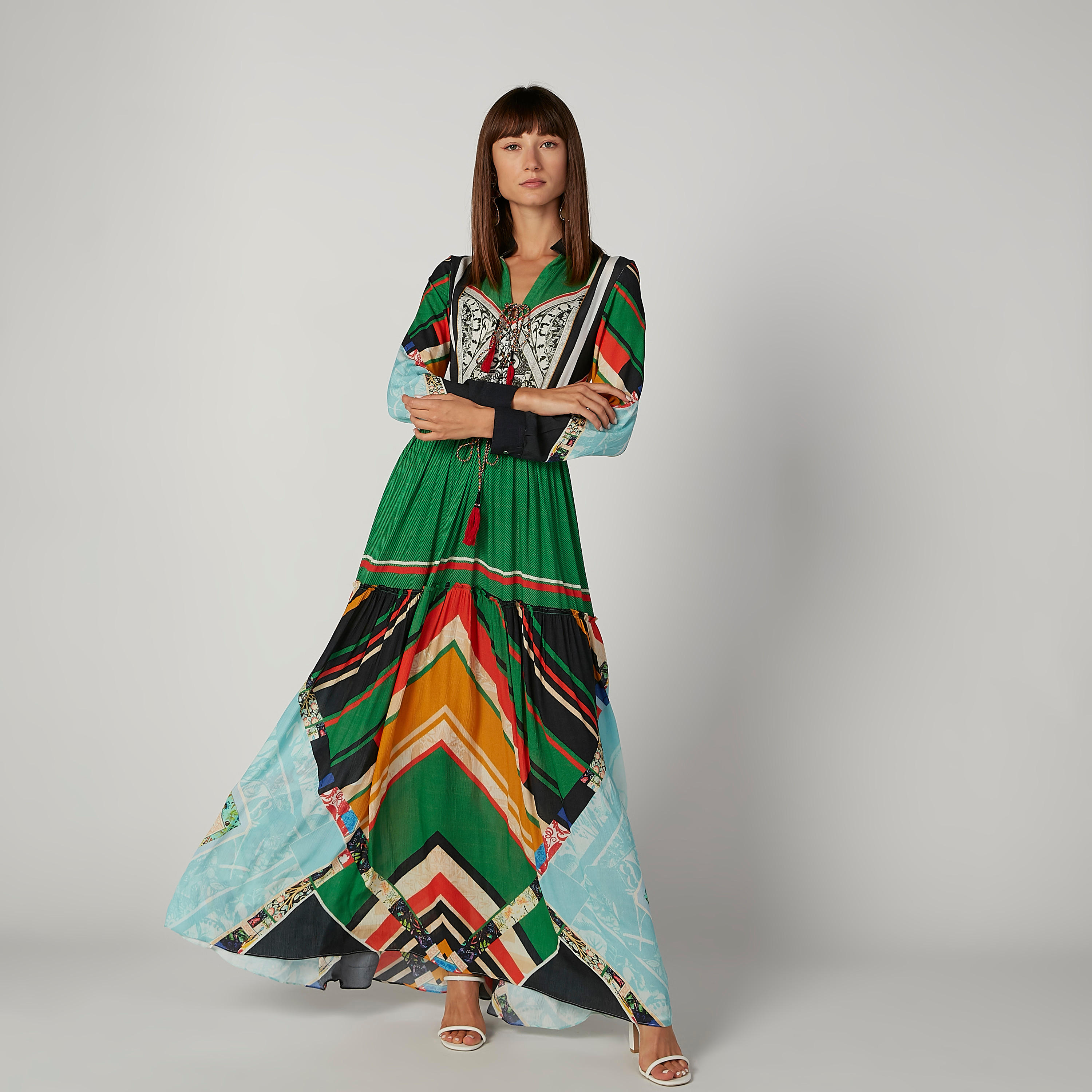 فستان طويل إيه لاين بأكمام طويلة وأربطة وطبعات-women-clothing-dresses-image-4