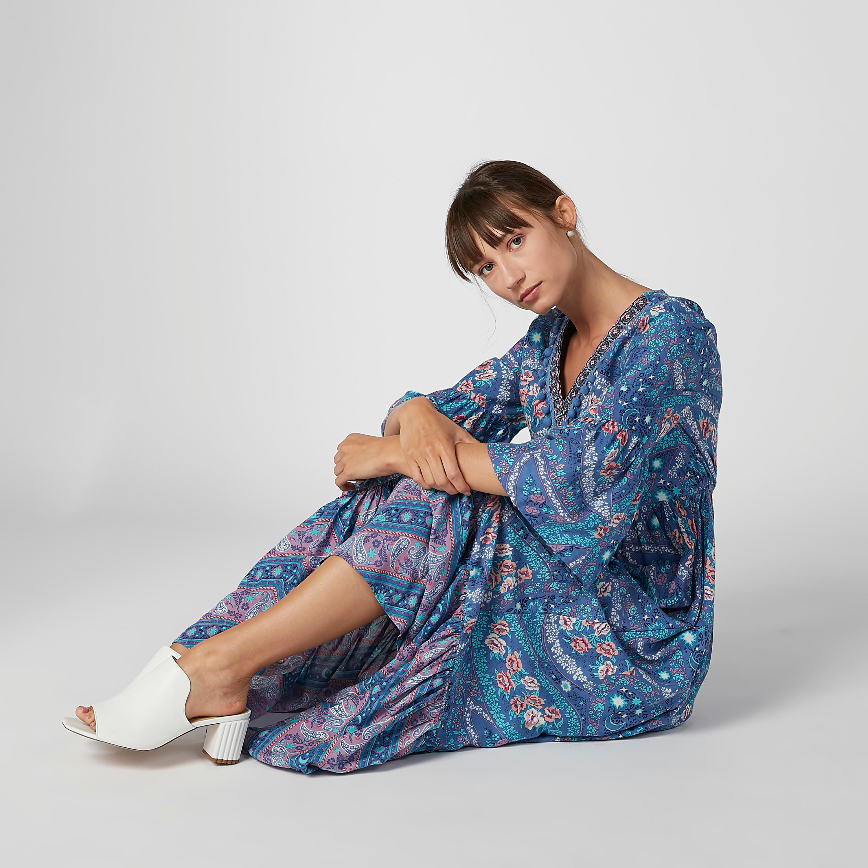 فستان طويل إيه لاين بأكمام واسعة وطبعات-women-clothing-dresses-image-2