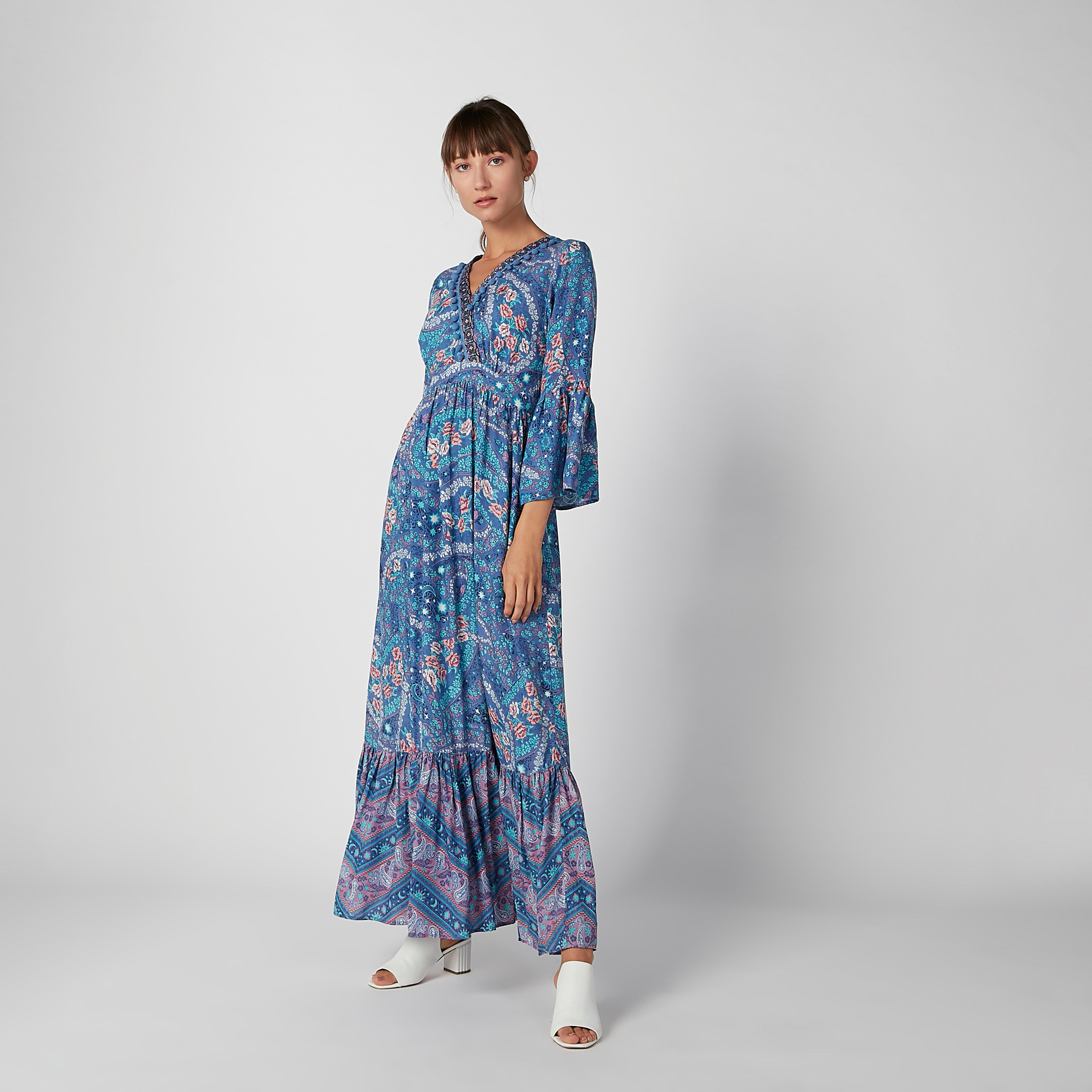 فستان طويل إيه لاين بأكمام واسعة وطبعات-women-clothing-dresses-image-5