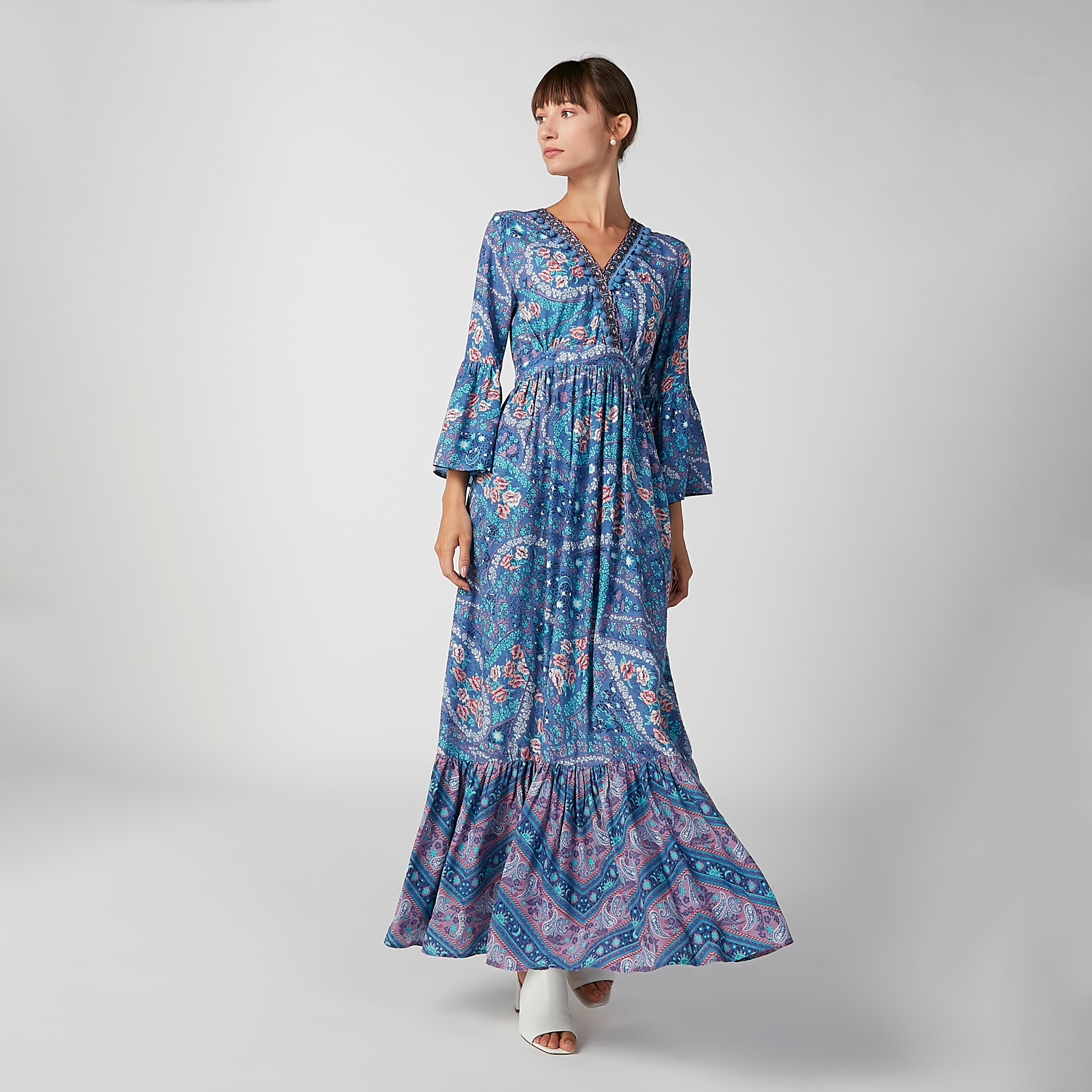 فستان طويل إيه لاين بأكمام واسعة وطبعات-women-clothing-dresses-image-6