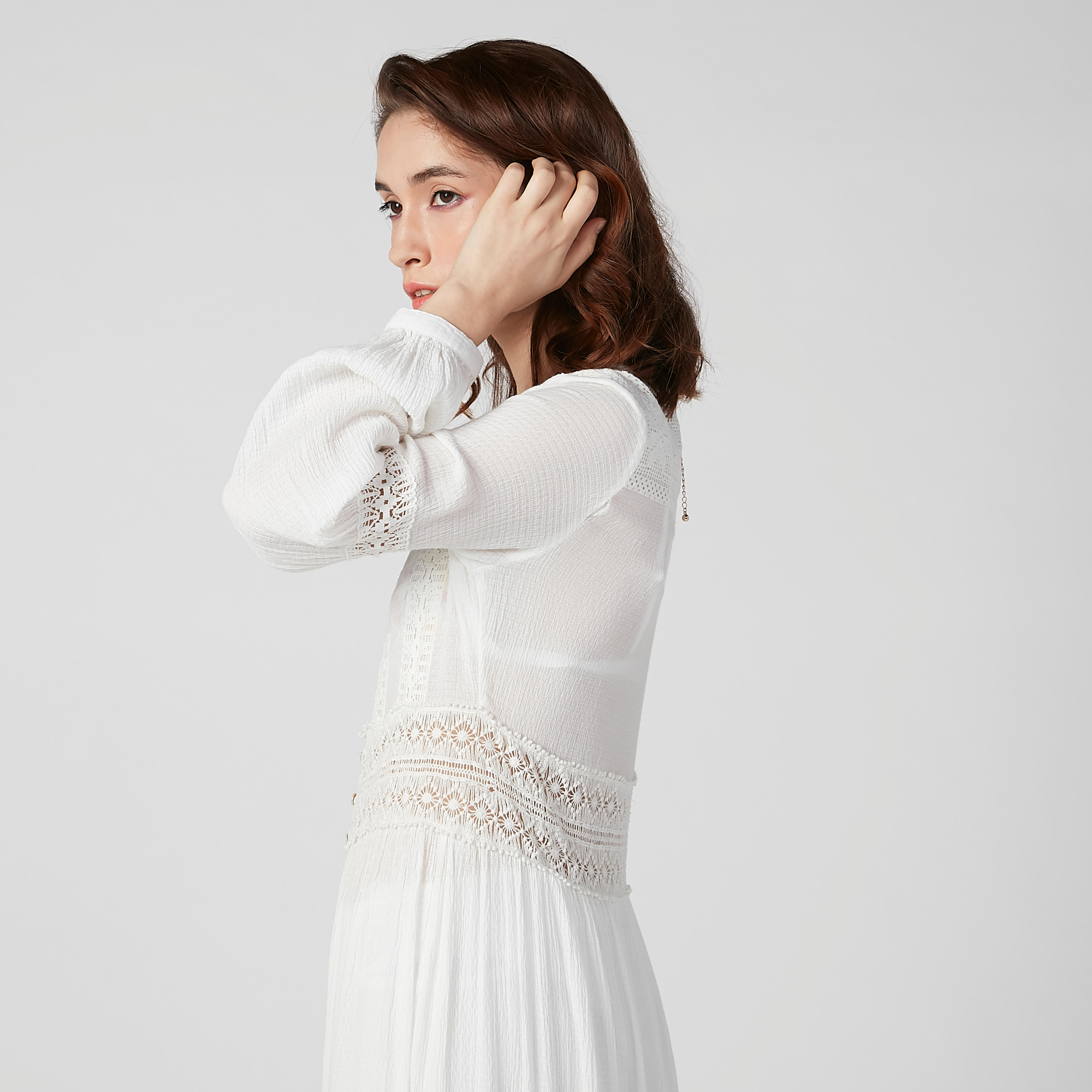 سترة بارزة الملمس بتفاصيل دانتيل وأكمام طويلة-women-winterwear-cardigansandjumpers-cardigans-image-4