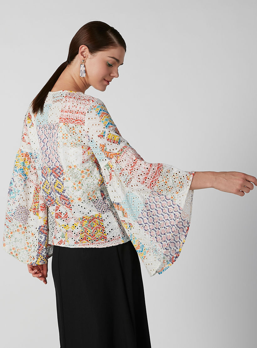 بلوزة مستدامة شيفلي بياقة قارب وأكمام واسعة -women-clothing-shirtsandblouses-blouses-image-5