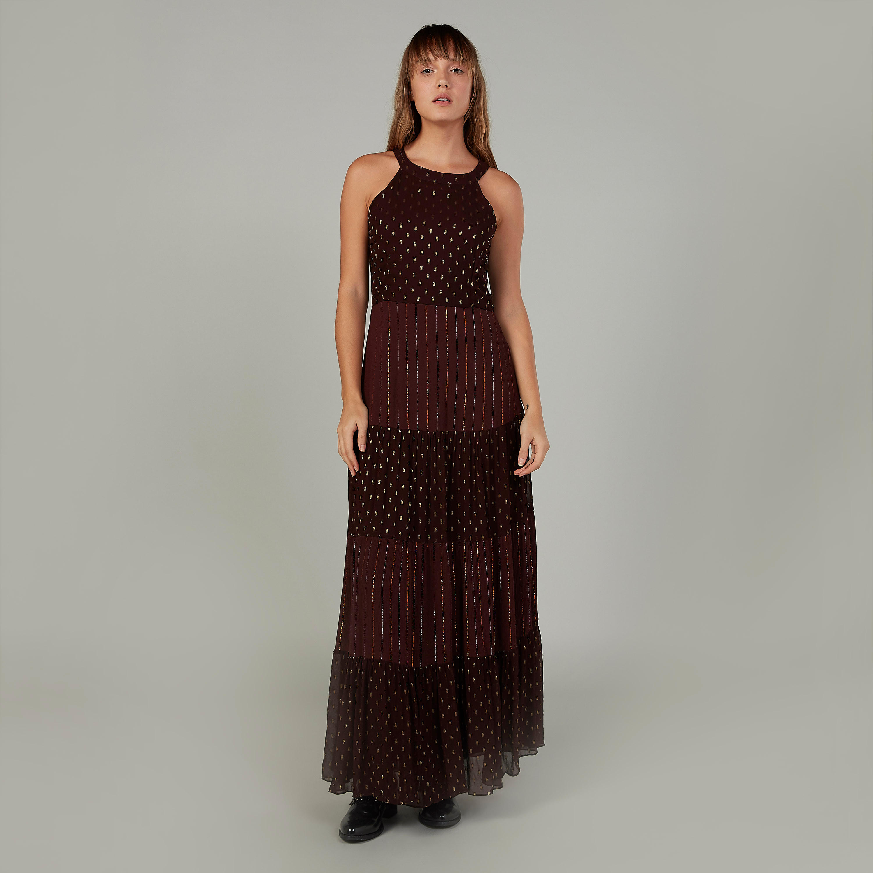 فستان طويل بارز الملمس دون أكمام بسحاب إغلاق-women-clothing-dresses-image-4