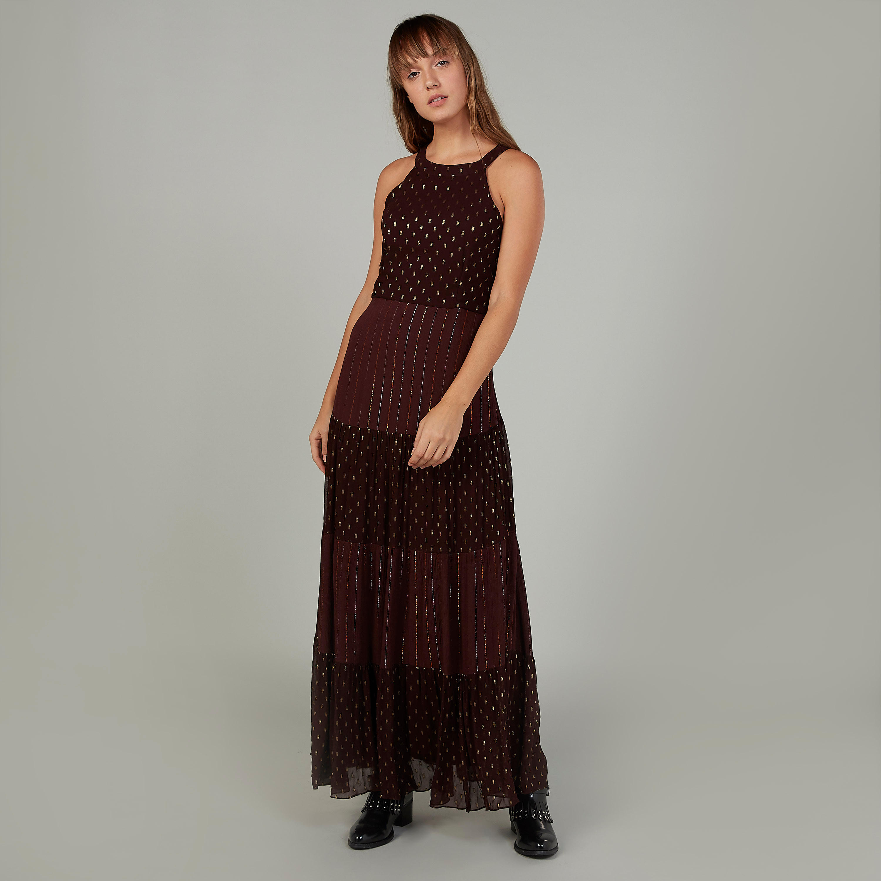 فستان طويل بارز الملمس دون أكمام بسحاب إغلاق-women-clothing-dresses-image-3