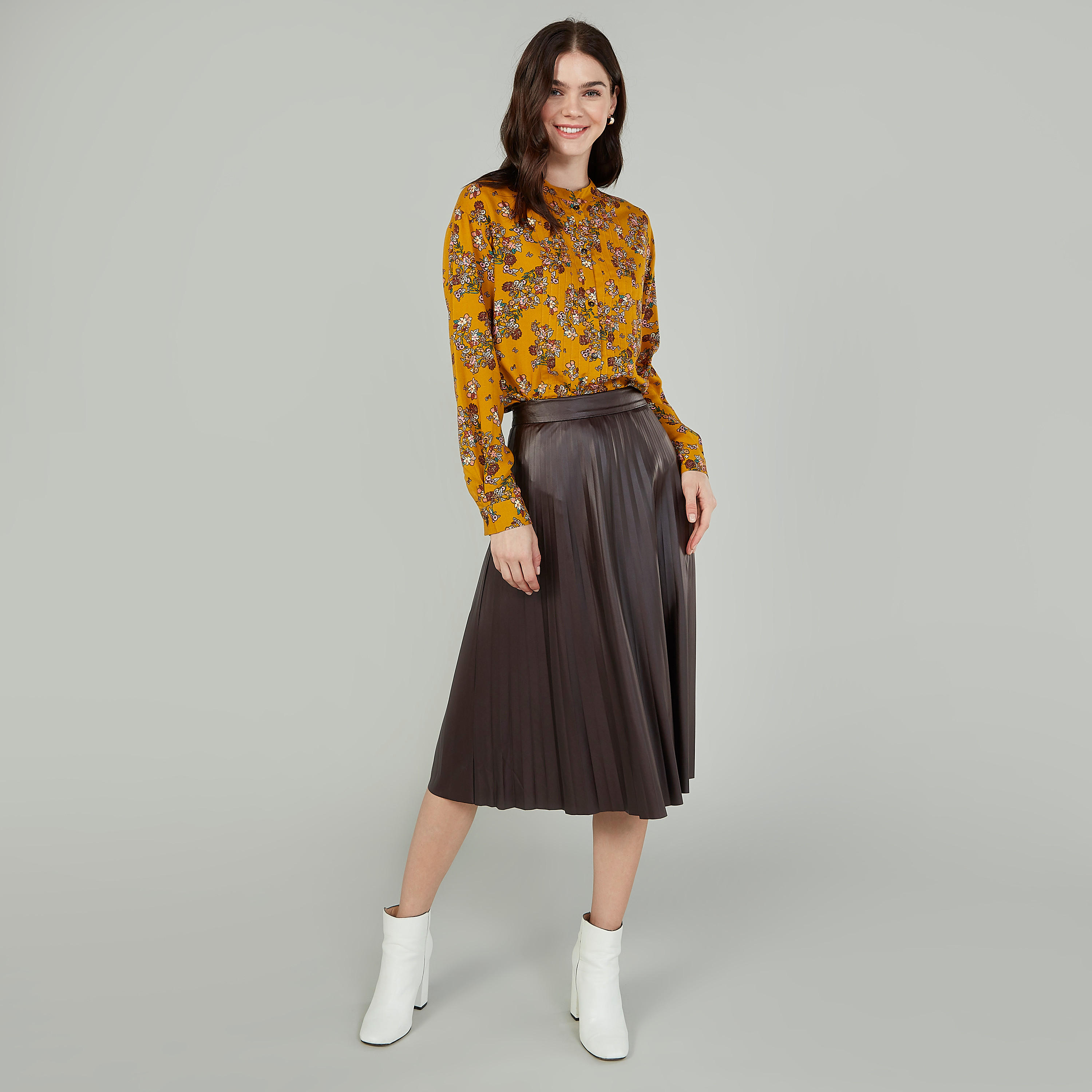 قميص مستدام بياقة ماندارين وأكمام طويلة وطبعات -women-clothing-shirtsandblouses-shirts-image-2